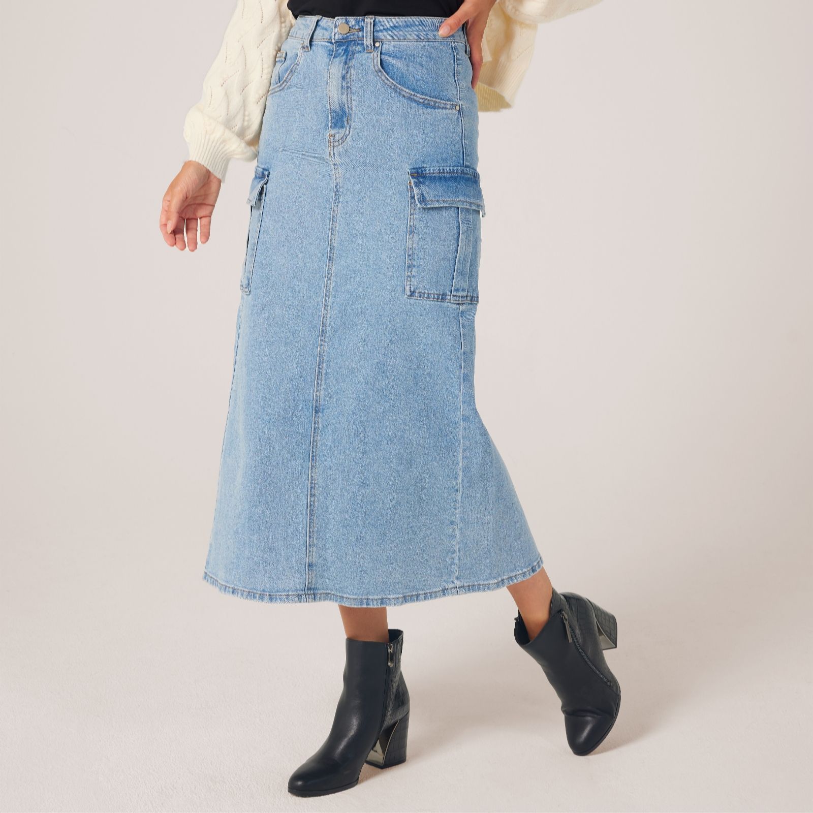 Izabel London Cargo Denim Skirt