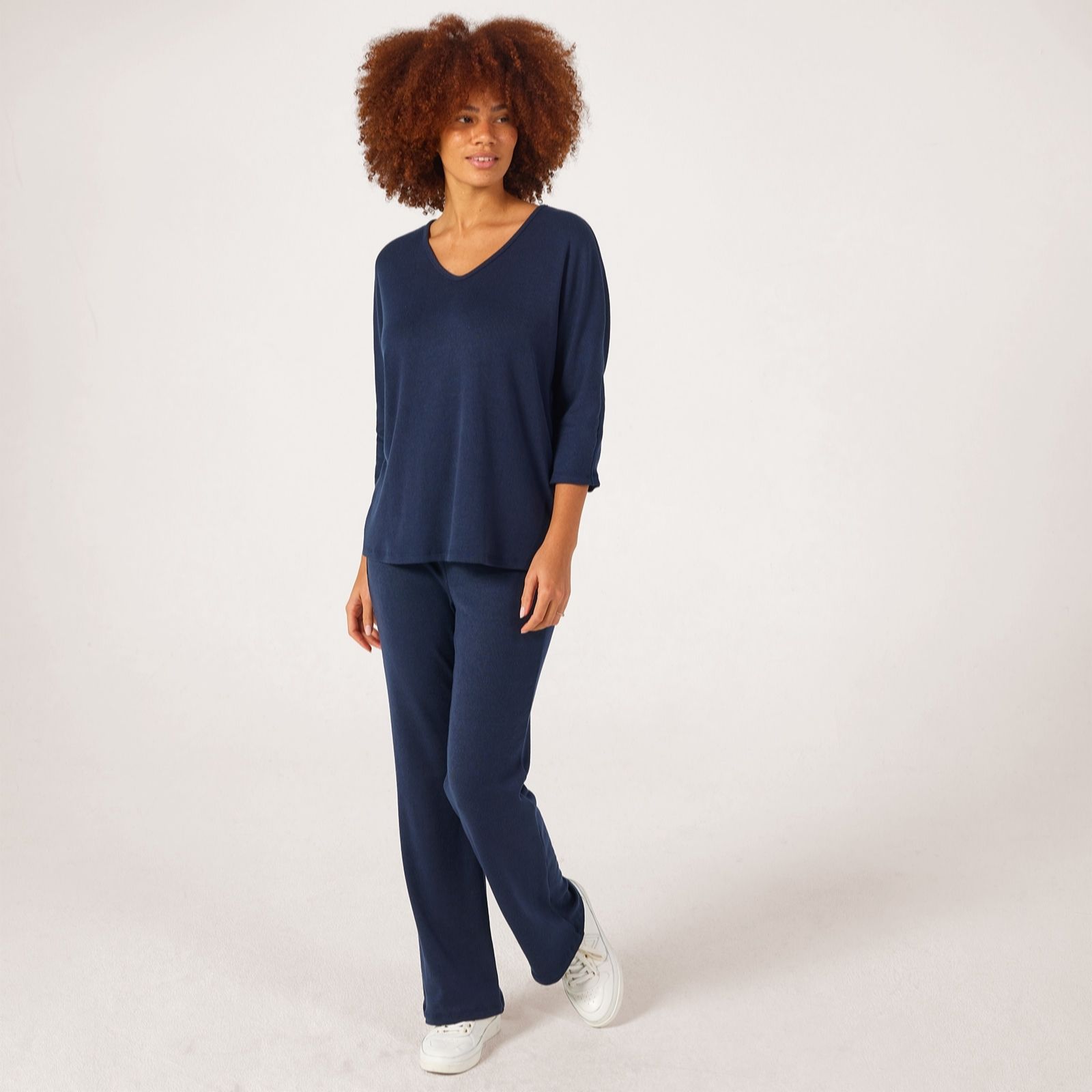 Kim & Co Divine Knit 3/4 Dolman Sleeve V-Neck Top women's