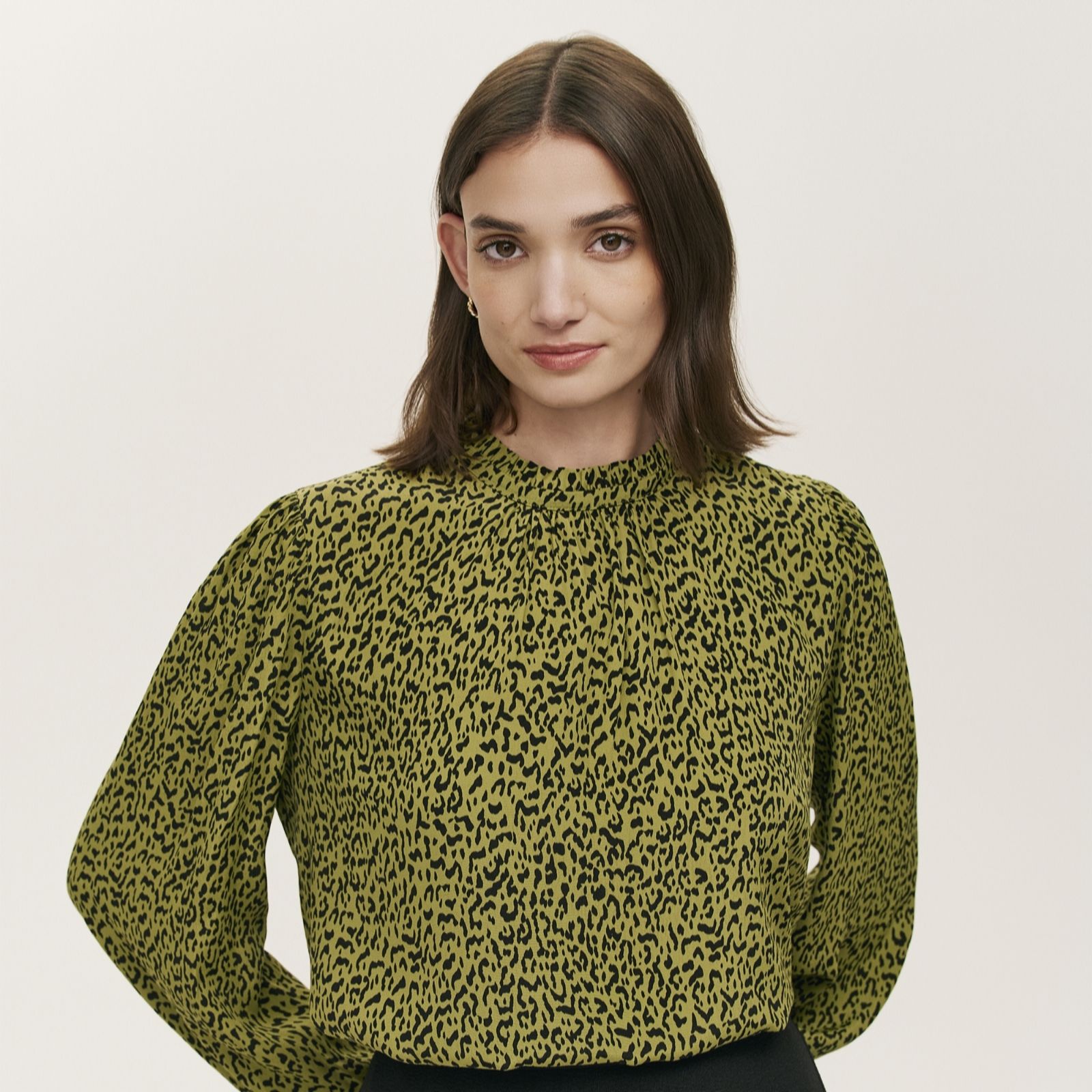 Finery London Kiera Leopard Print Moon Crepe Top women's