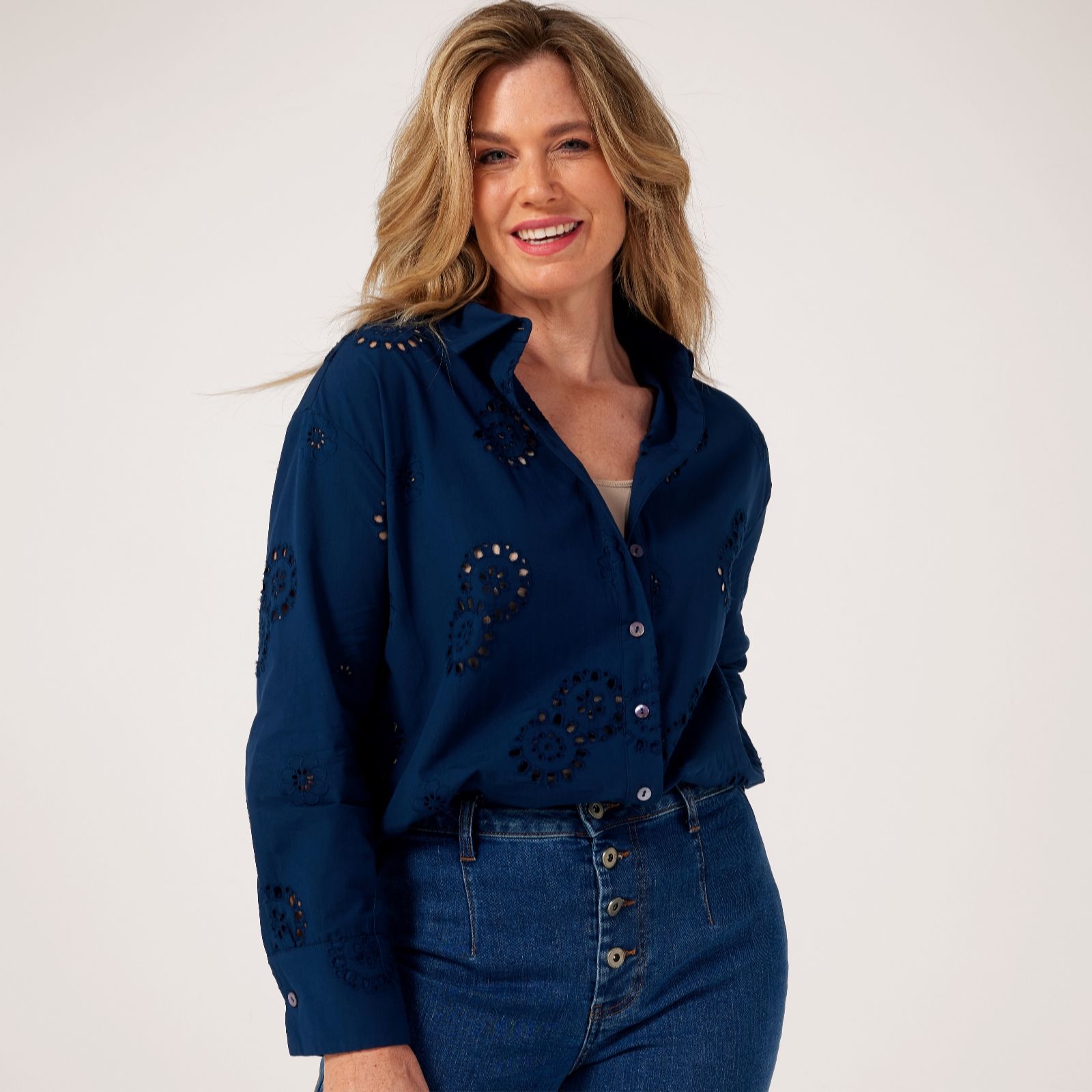 Marlawynne White Wynne Collection Eyelet Shirt