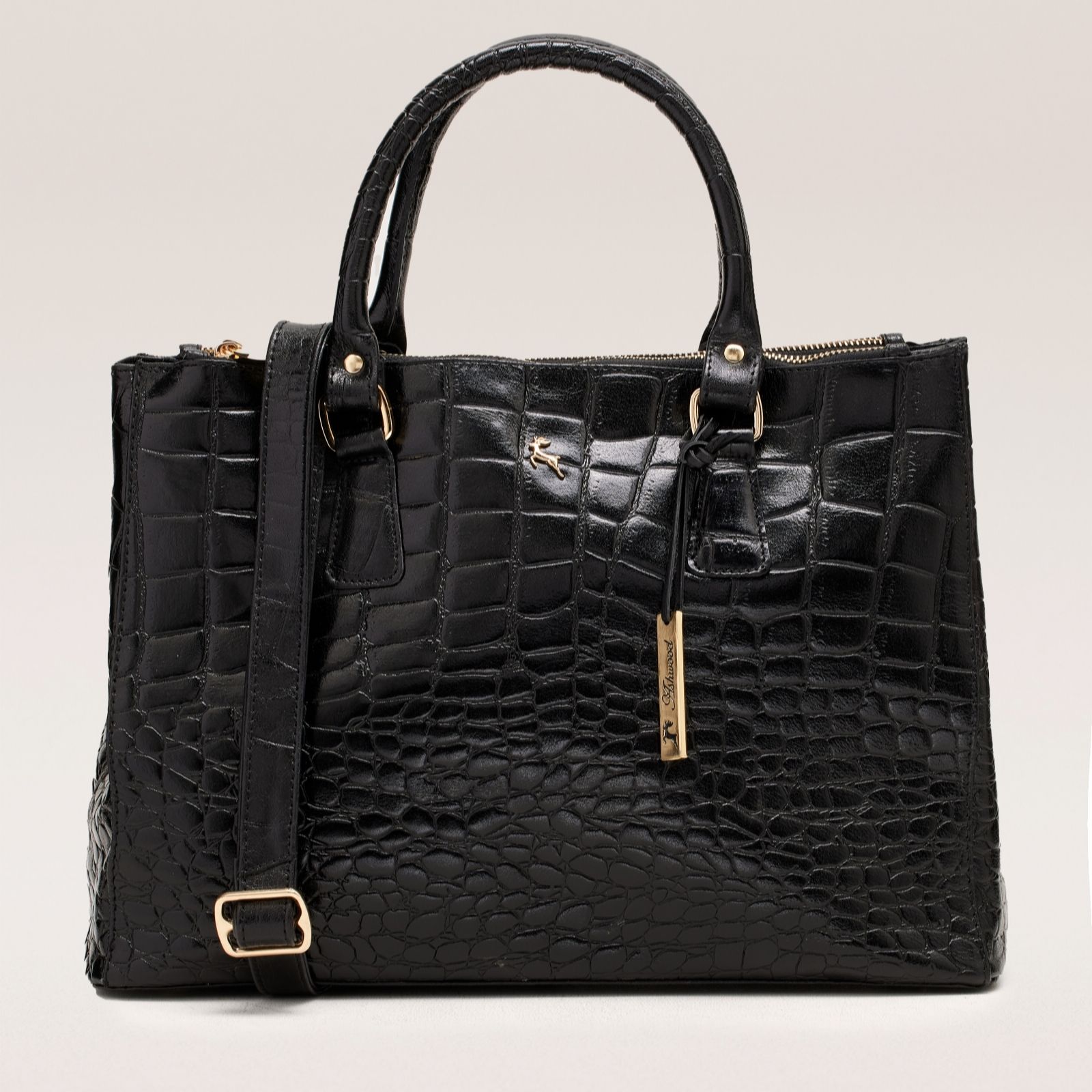 Ashwood Leather Large Croc Grab Bag