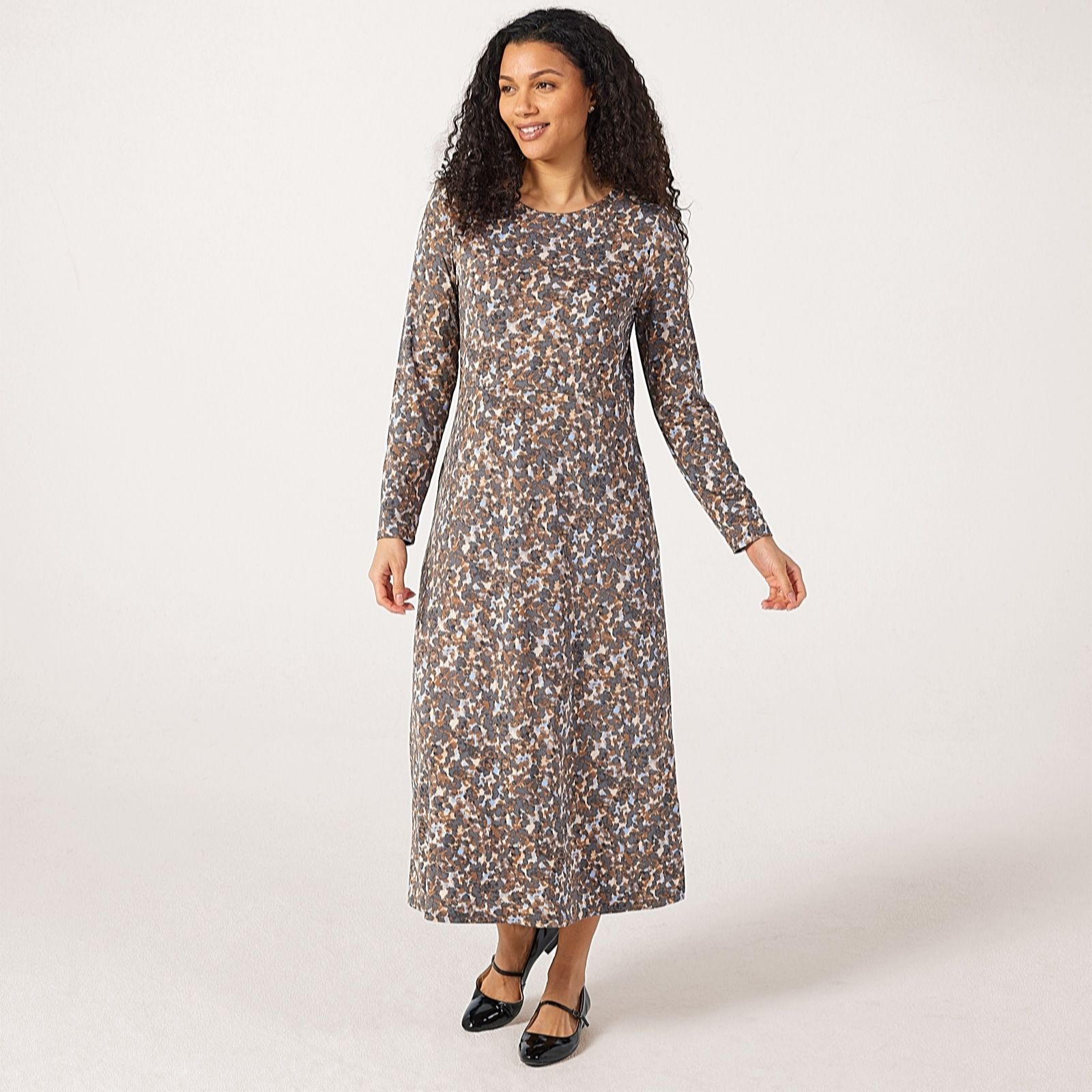 Kim & Co Ecru Bordeaux Multi Brazil Jersey Midi Dress With Shoulder Pads
