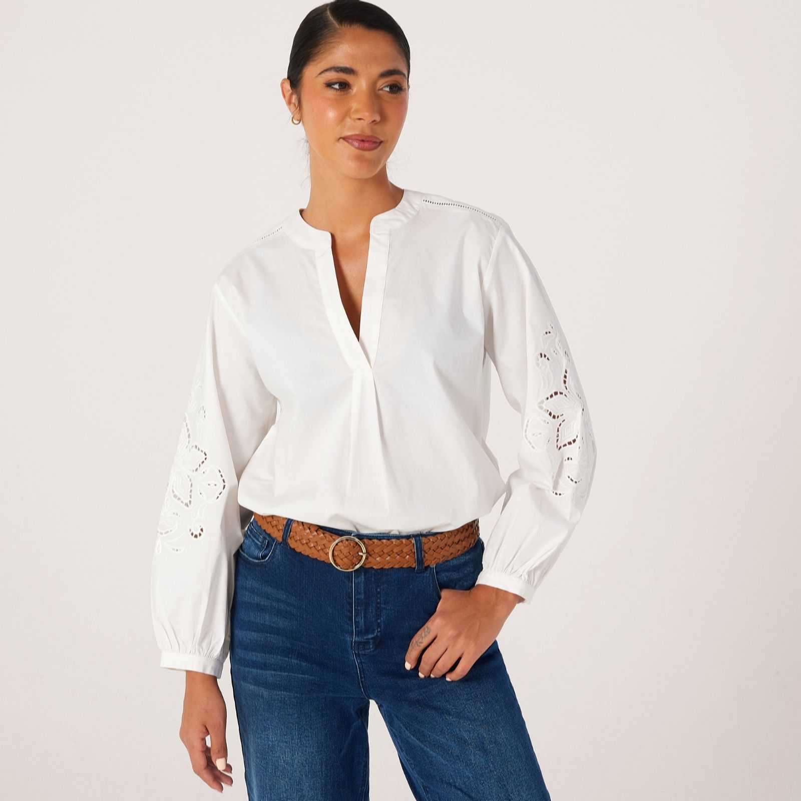 Ben De Lisi Cyan Blue Embroidered Blouse