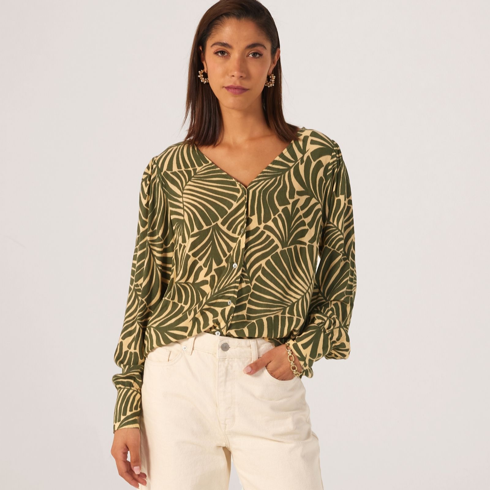 Only Long Sleeve V Neck Top