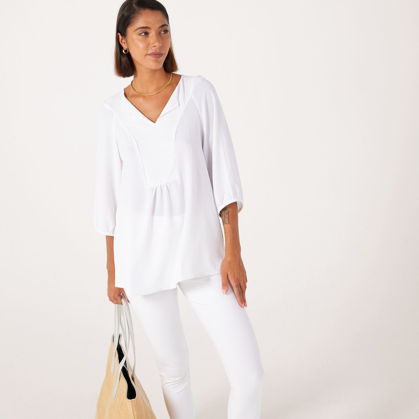 Kim & Co Black Crinkle Poplin Tunic