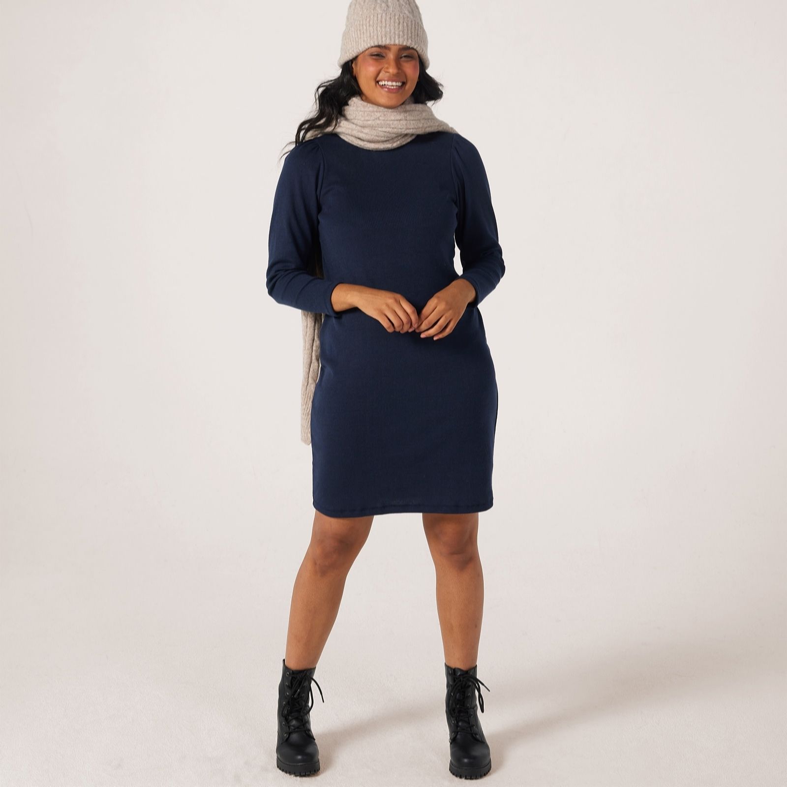 Kim & Co Cardinal Red Divine Knit Long Sleeve Dress