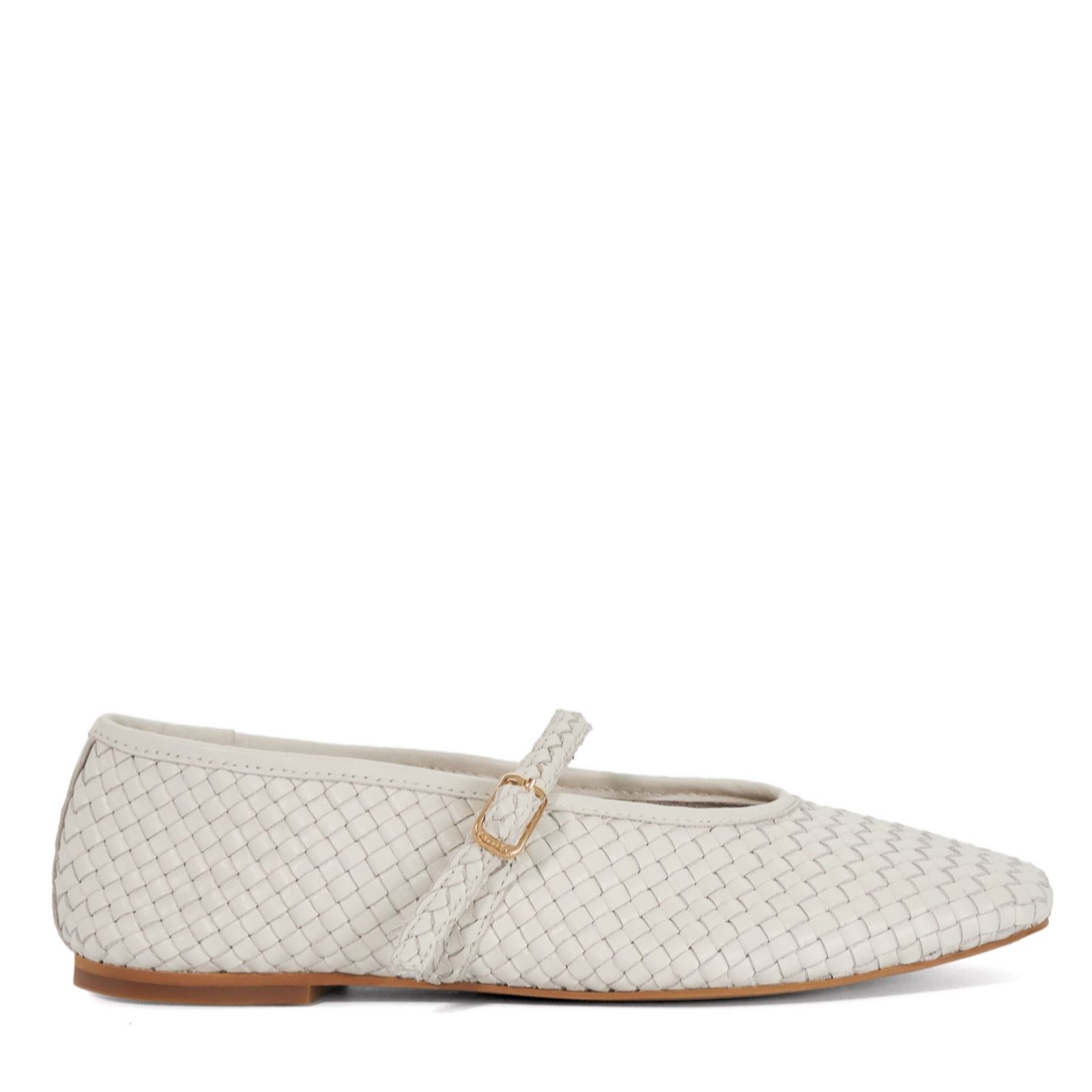 Dune London Women's 'Headliner' Leather Ballet Pumps Flat in Natural | Size: 8