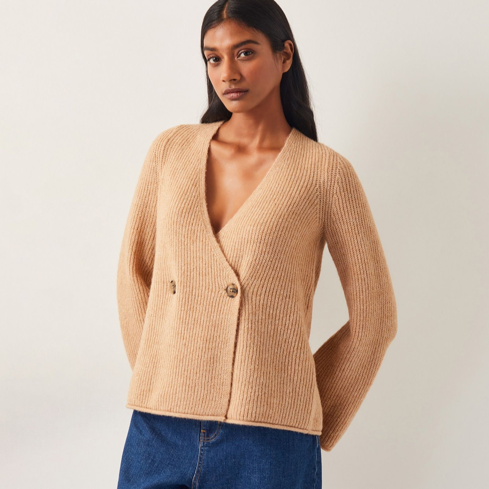 Monsoon Camel Sula Supersoft 2 Button Cardigan