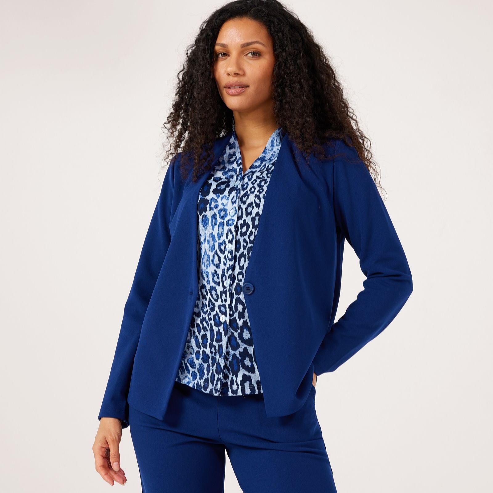 Kim & Co Black Ponte Crepe Jacket With Button