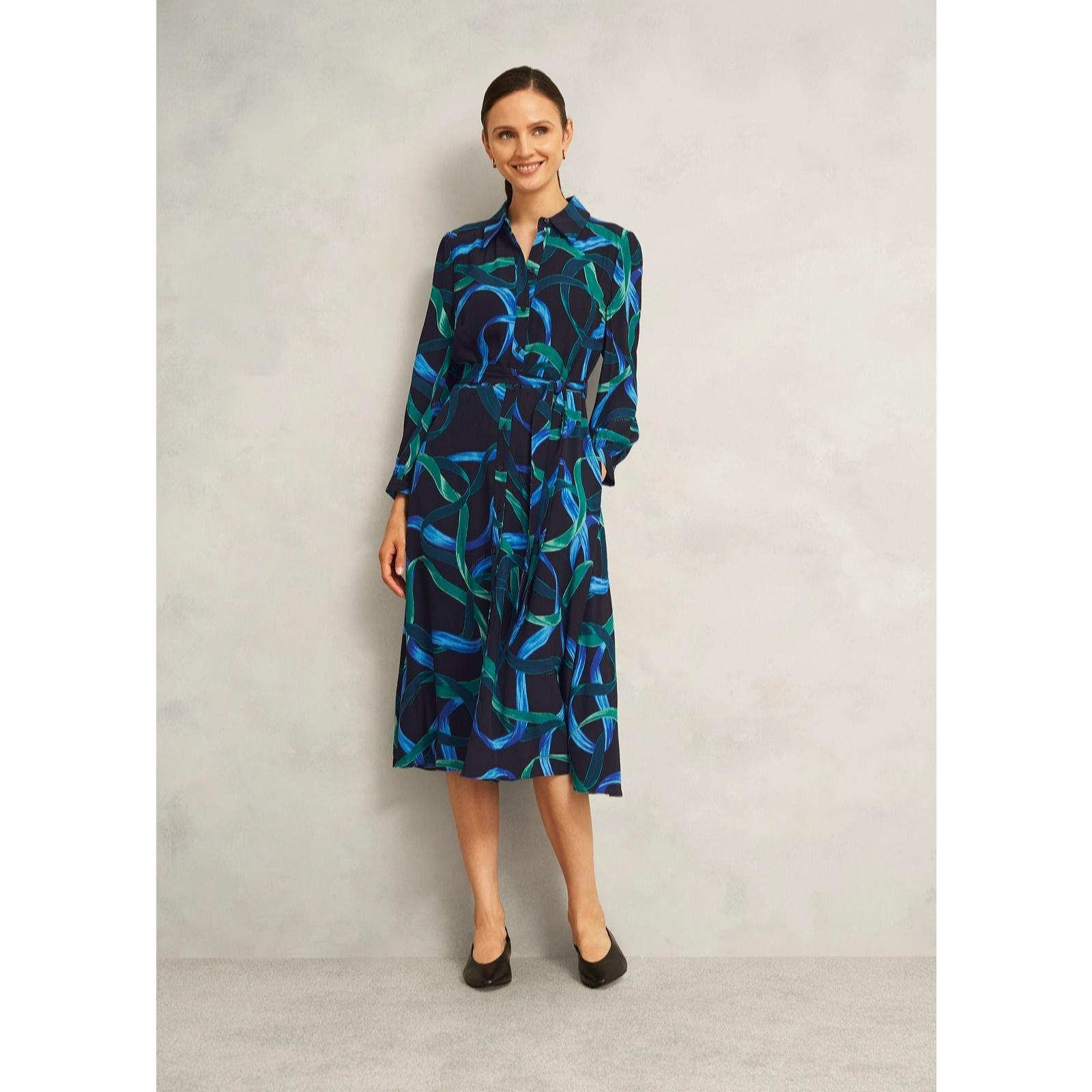 Hobbs London Navy Multi Alis Dress