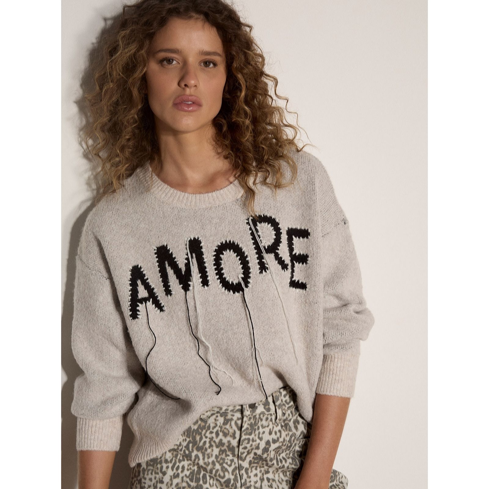 Apricot Women's Soft Knit Amore Jumper in Stone | Size: 16