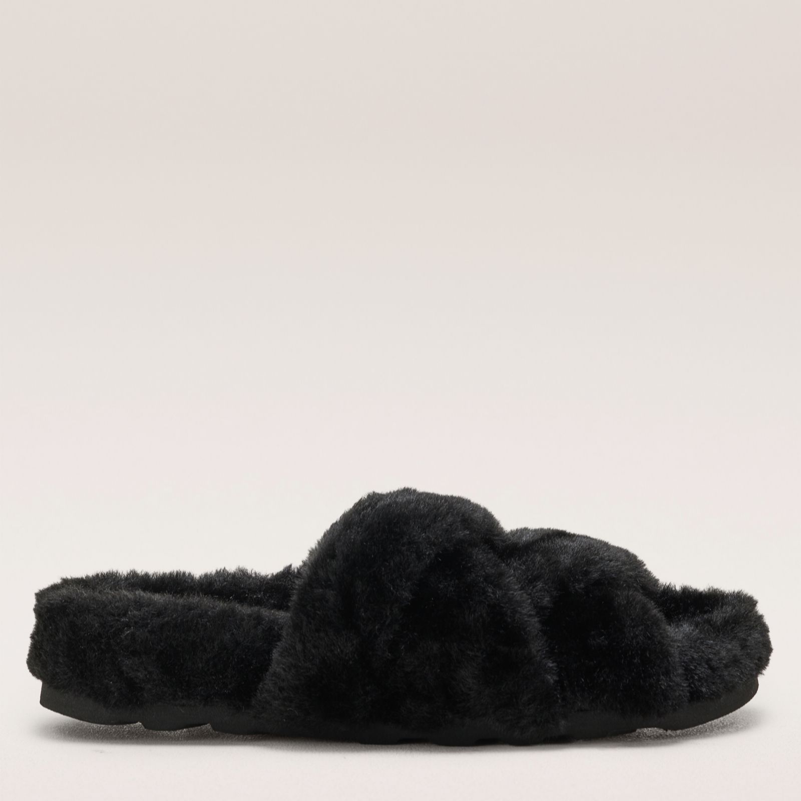 Vionic Peppa Open Toe Slipper with Arch Support in Dark Brown Faux Fur