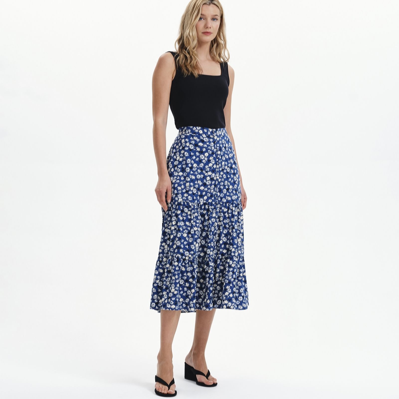 Finery London Printed Tiered Maxi Skirt women's