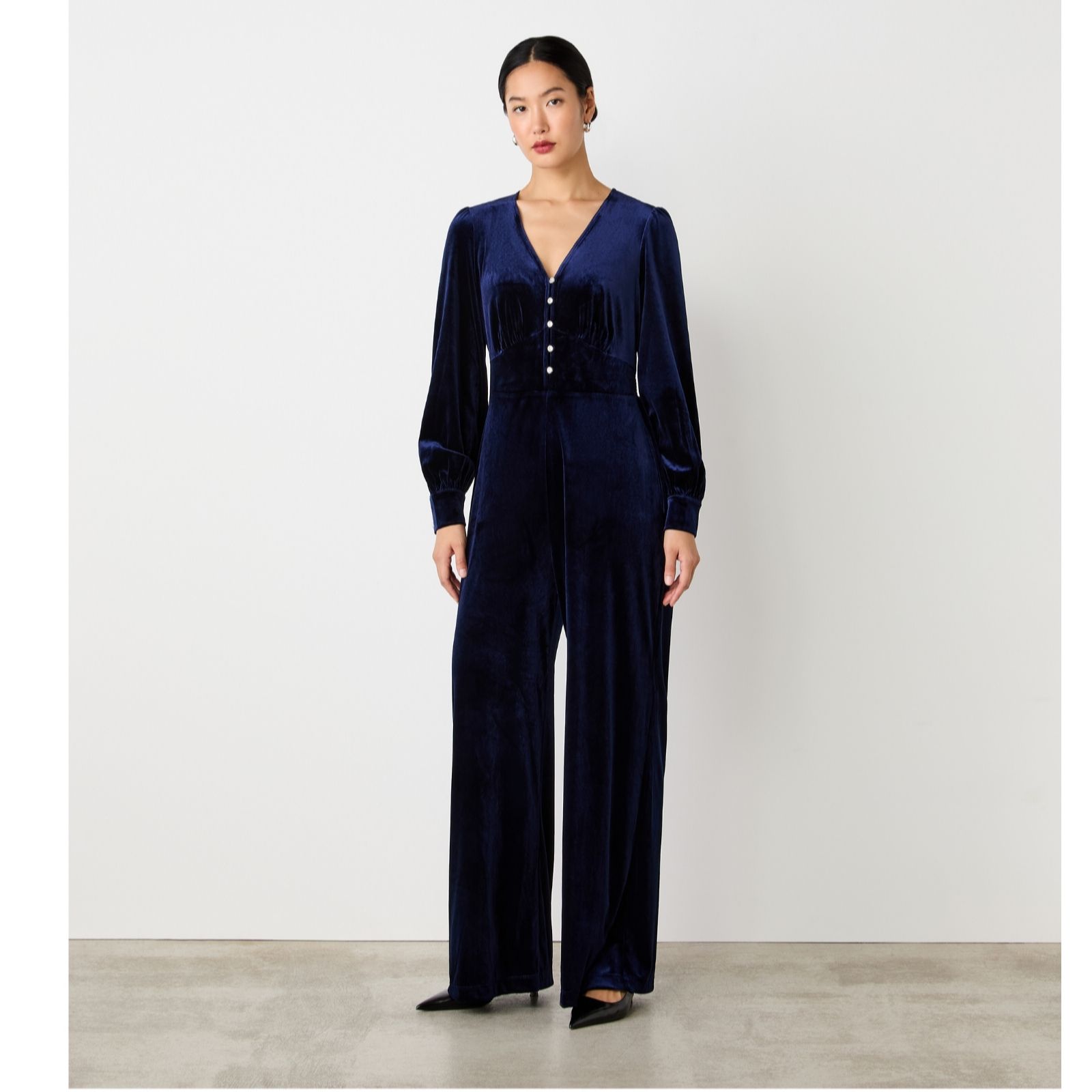 Finery London Posie Velvet Stretch Jumpsuit