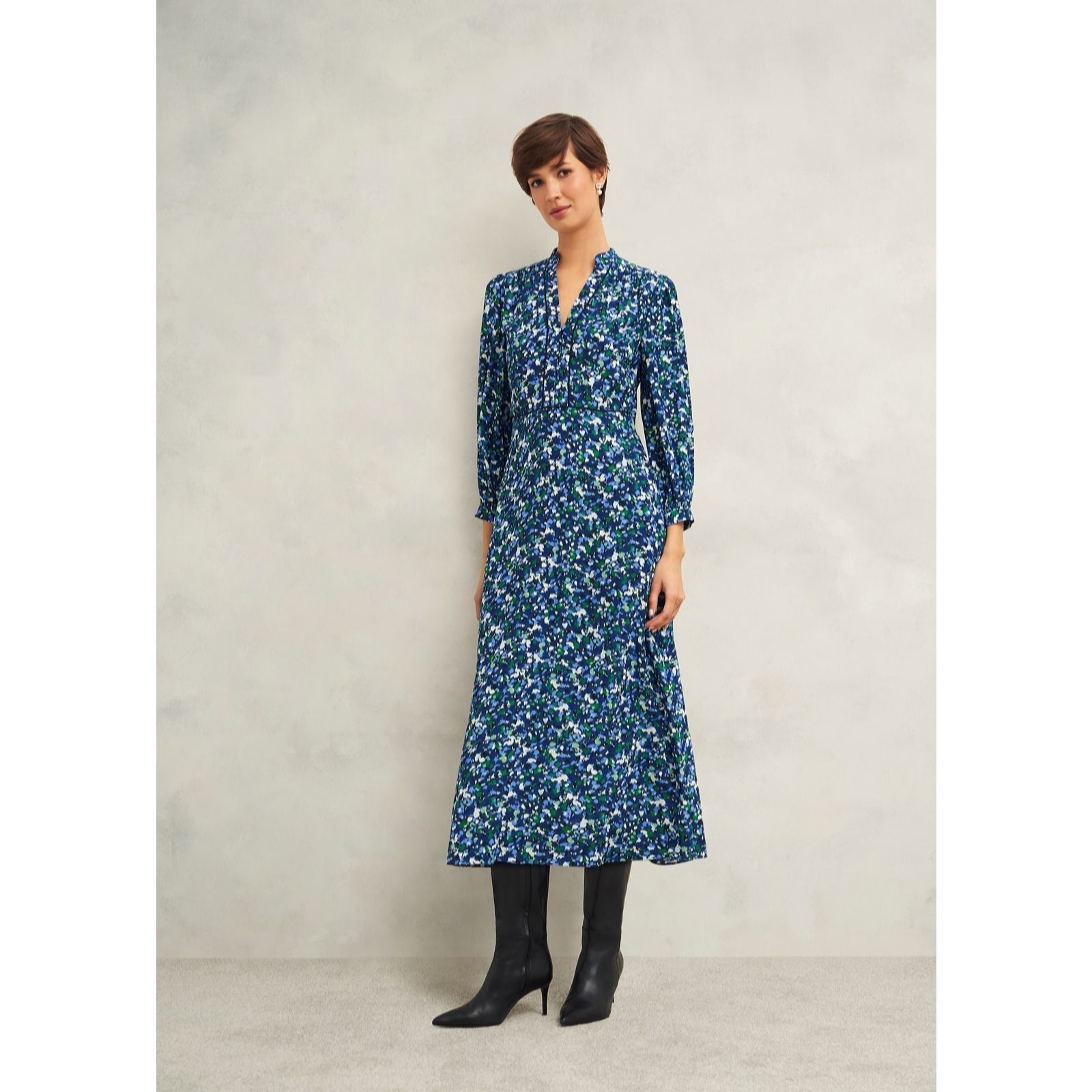 Hobbs London Green Multi Iris Dress