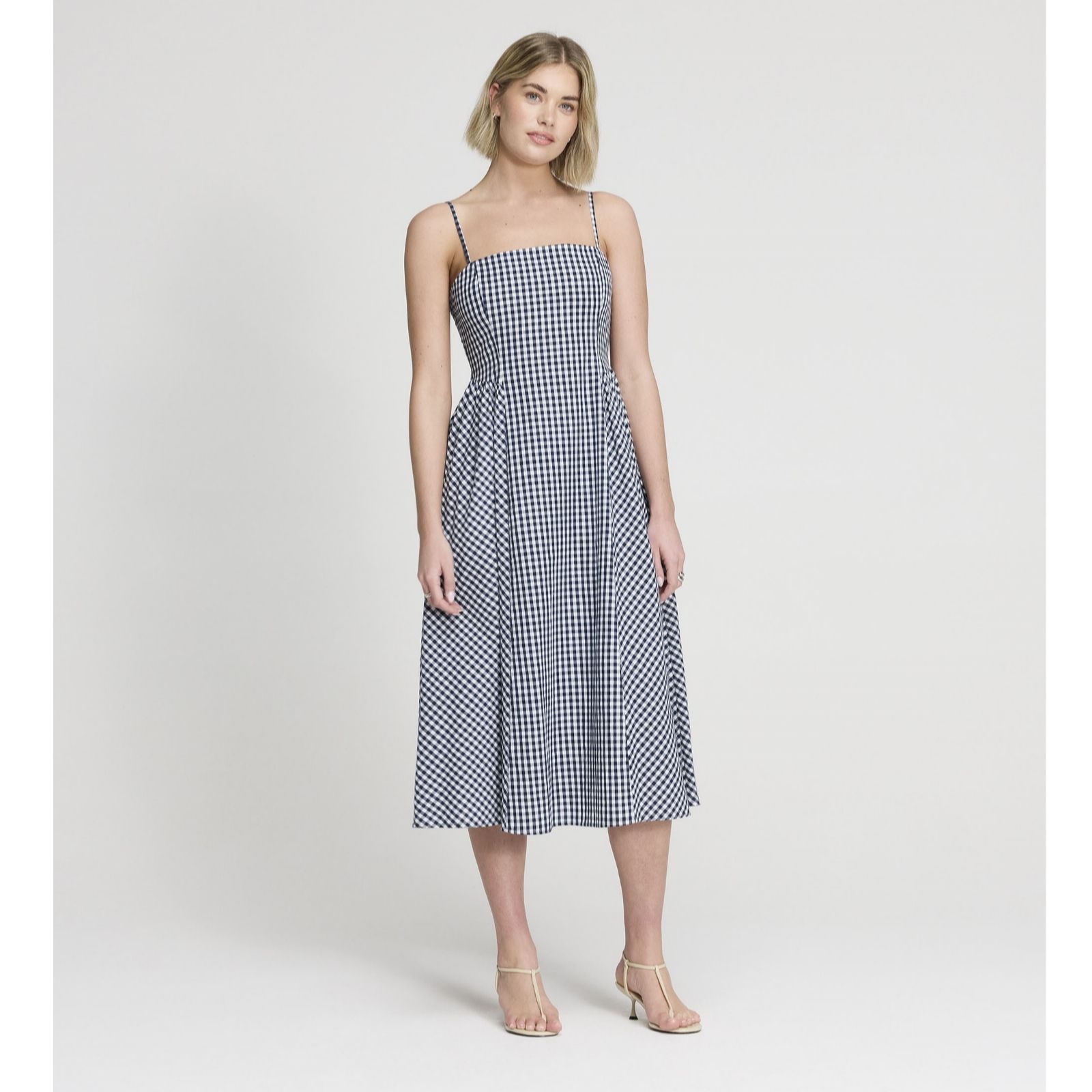 Finery London Romina Cotton Navy Gingham Dress Petite women's