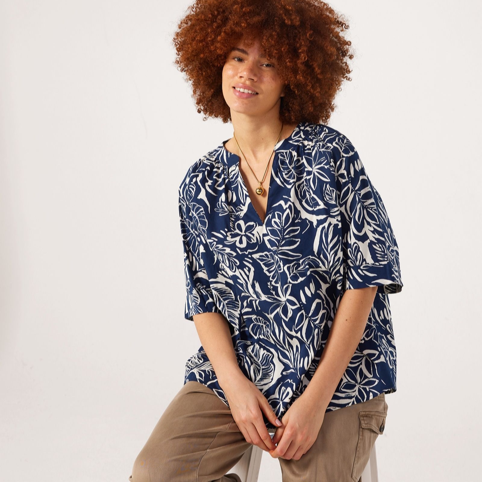 Ben De Lisi Green Poplin Printed Top