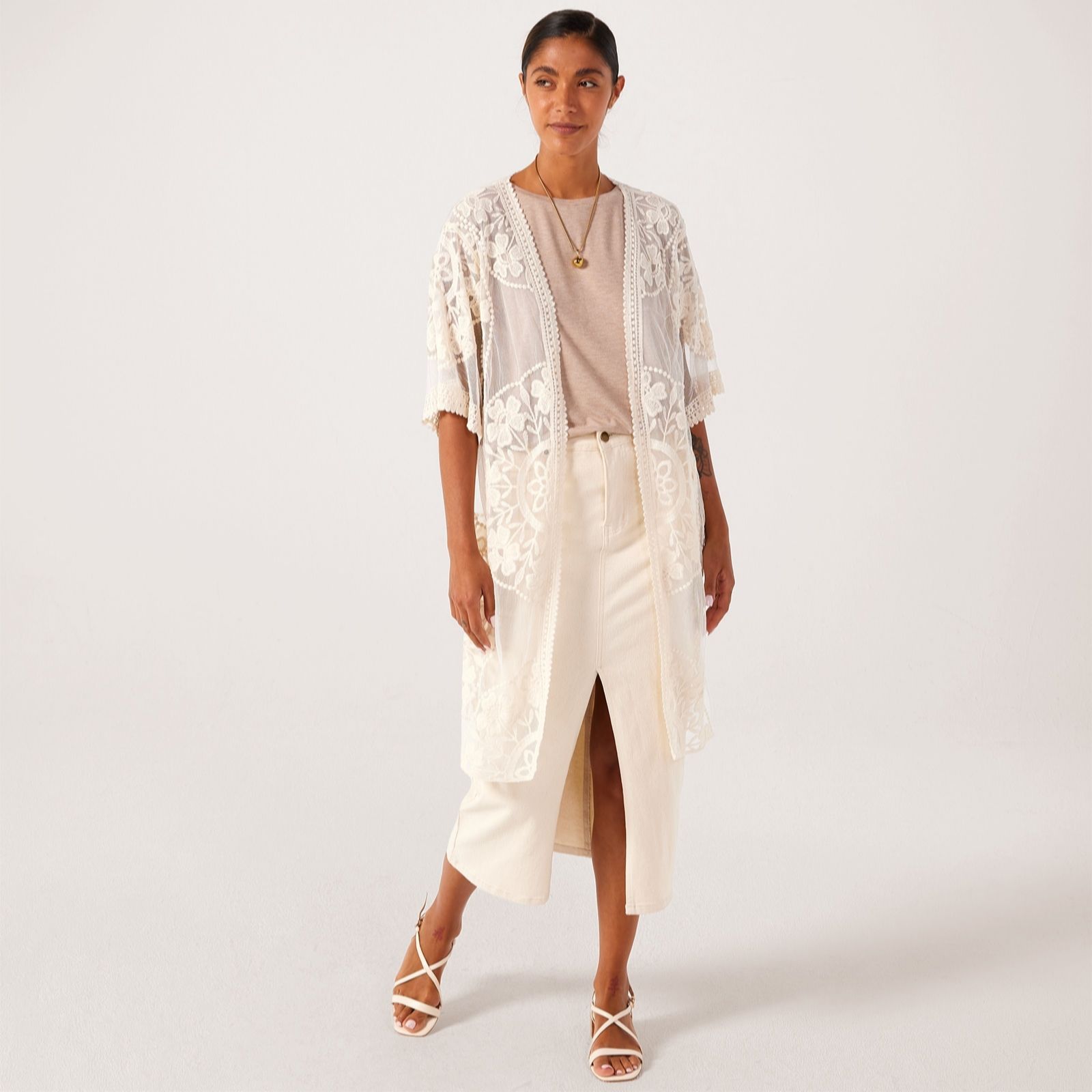 Ichi Cloud Dancer Bree Kaftan