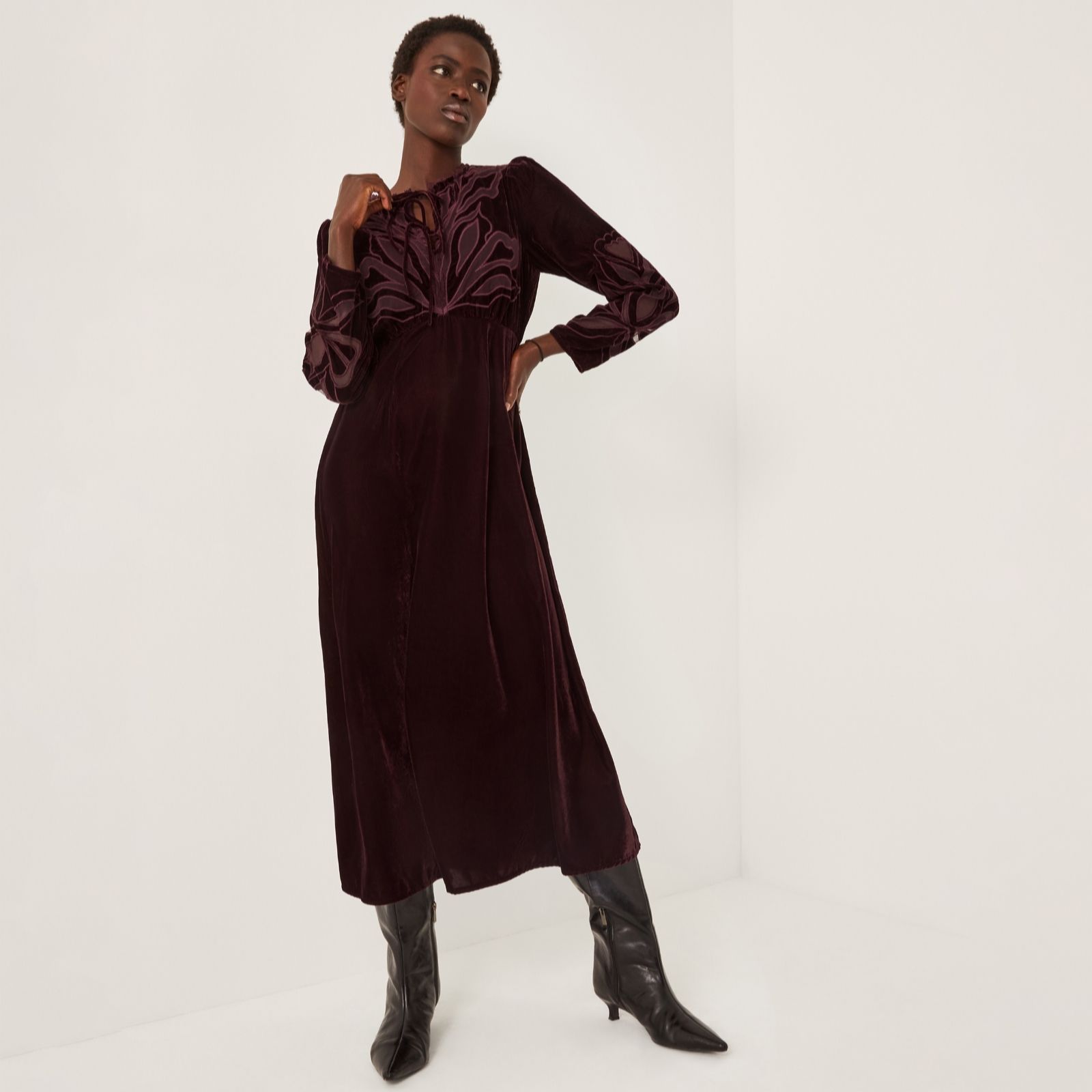 Monsoon Women's Aubergine Ezra Embroidered Dress