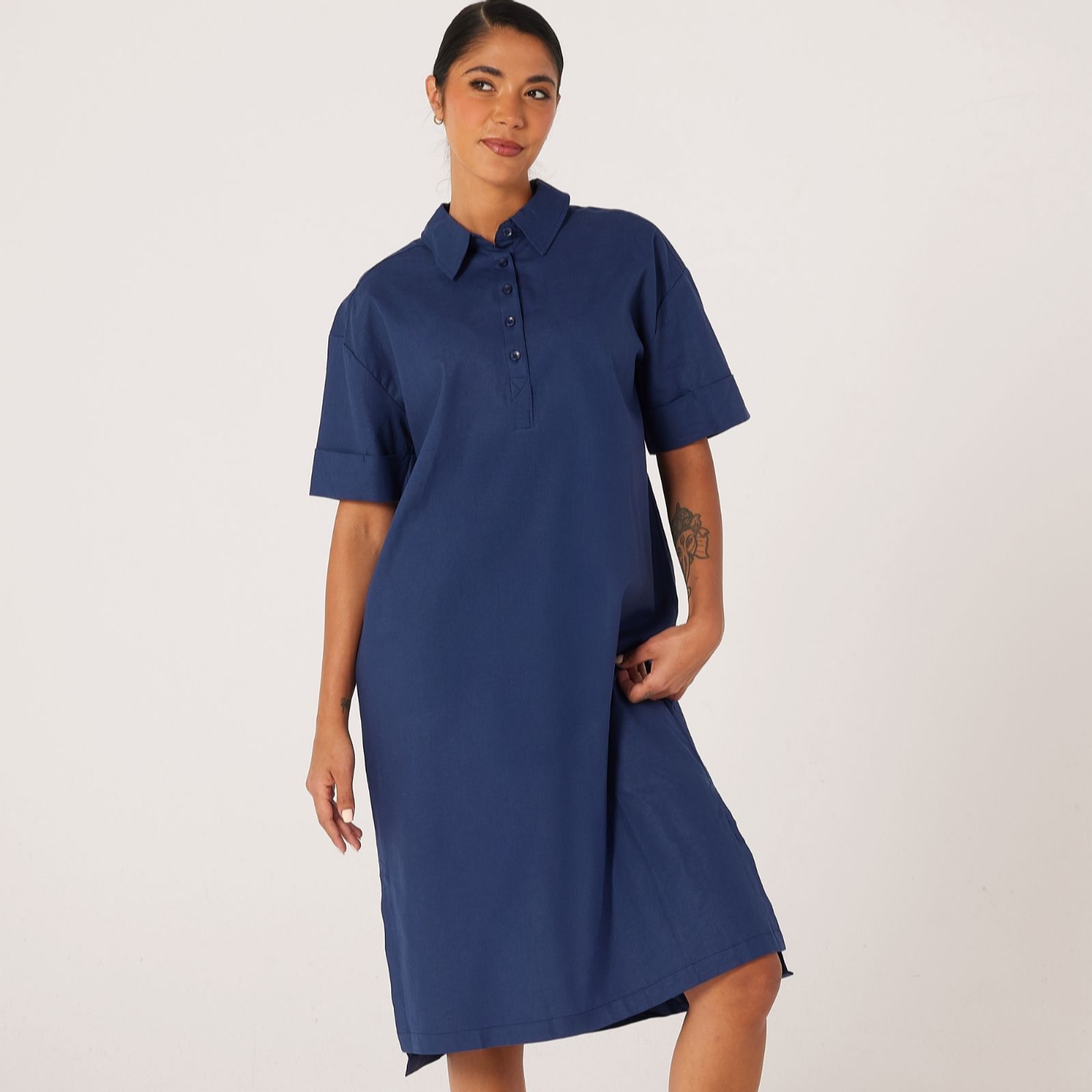 Ben De Lisi Navy Linen Shirt Dress Standard
