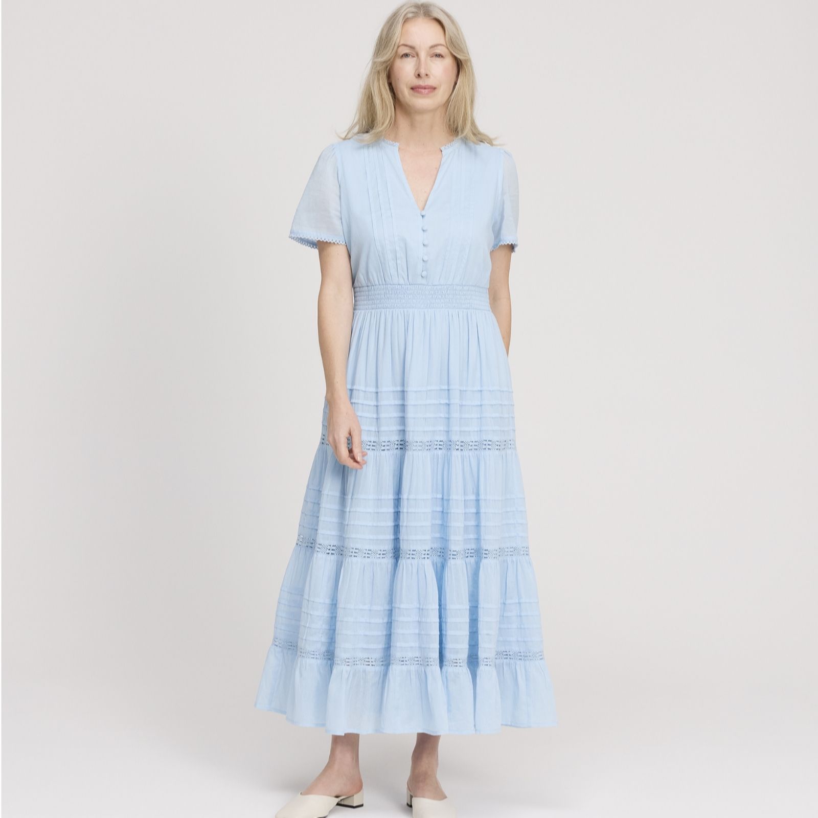 Finery London Juniper 100% Cotton Voile Tiered Dress Standard women's