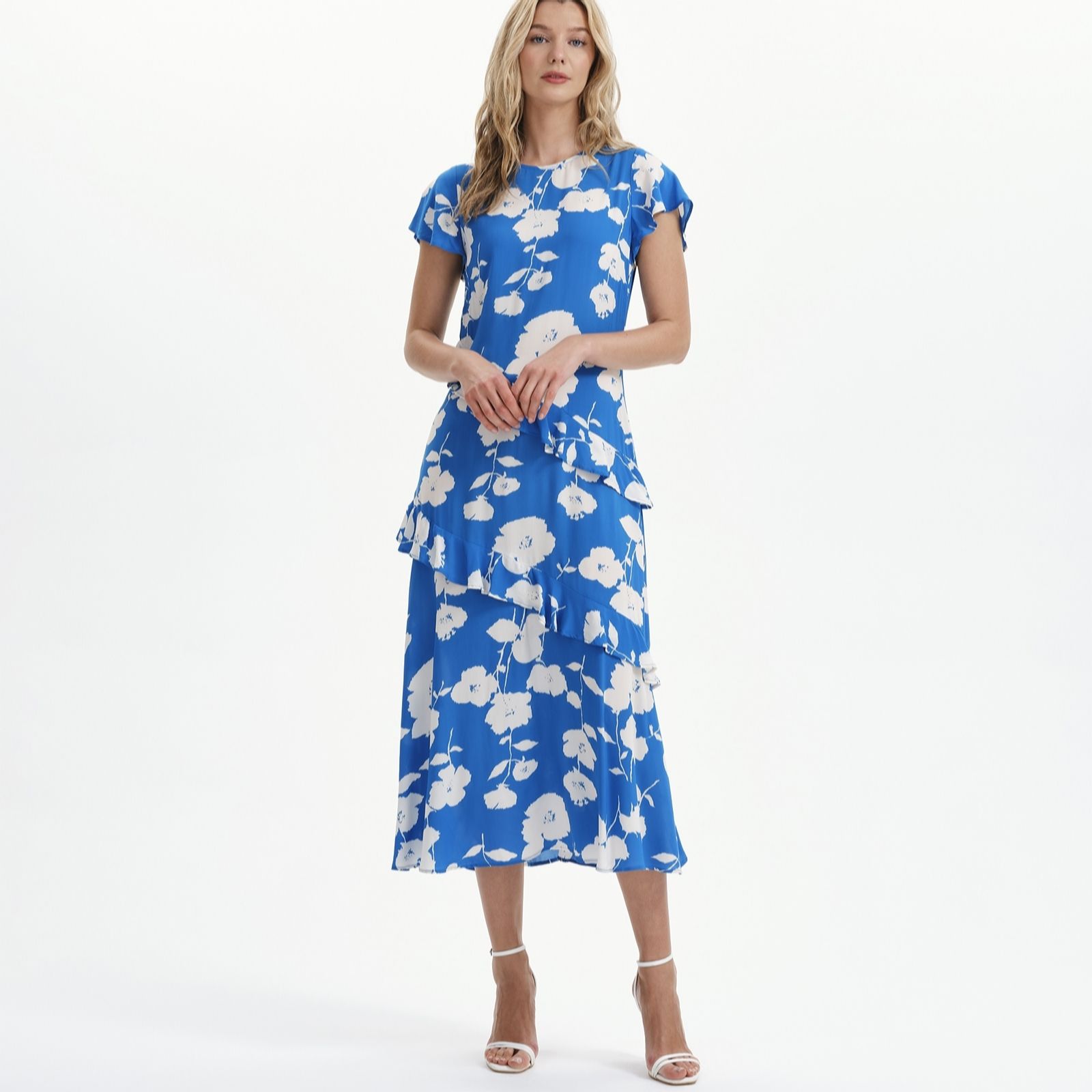 Finery London Sierra Ruffle Print Dress Standard women's