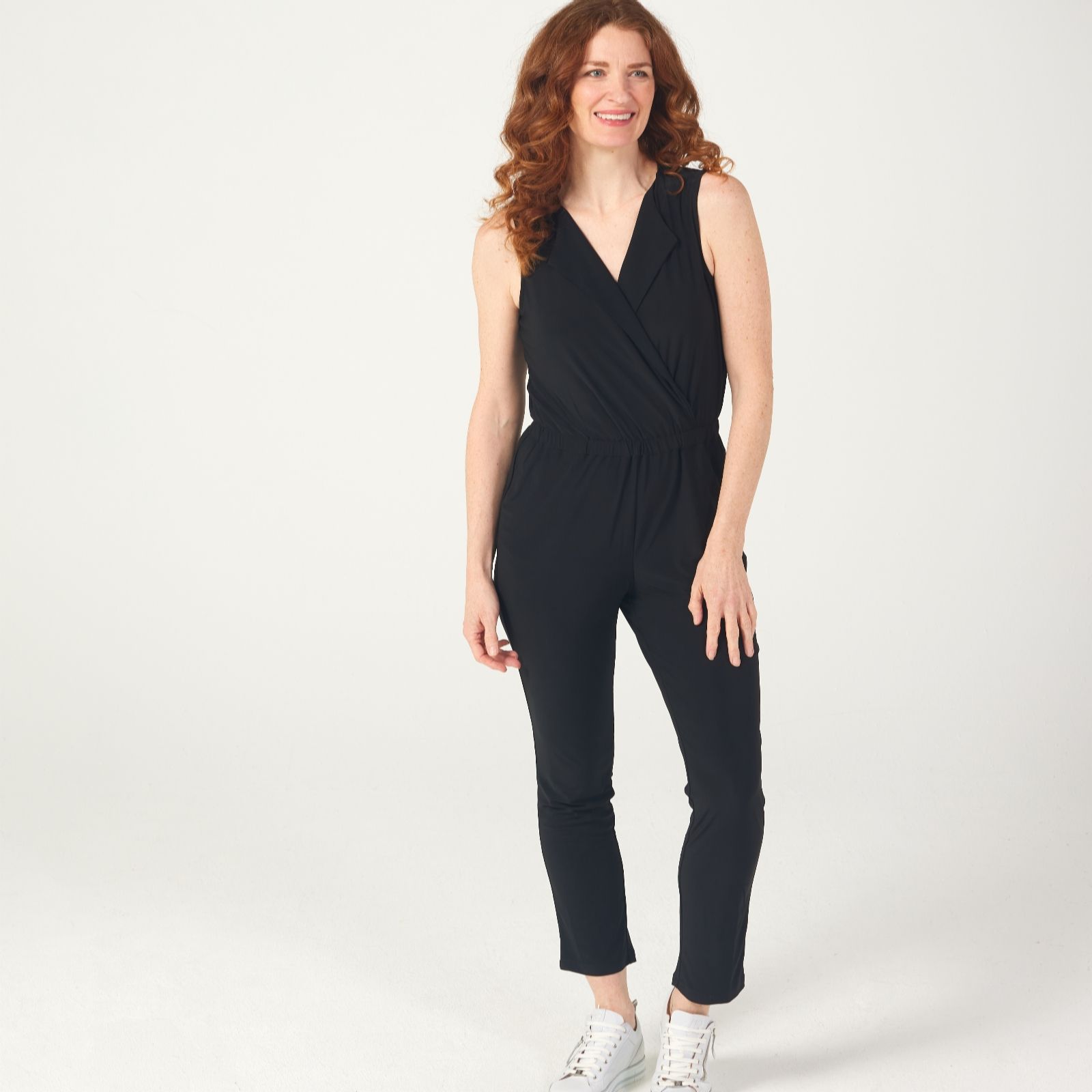 Nina Leonard Sleeveless Collared Jumpsuit