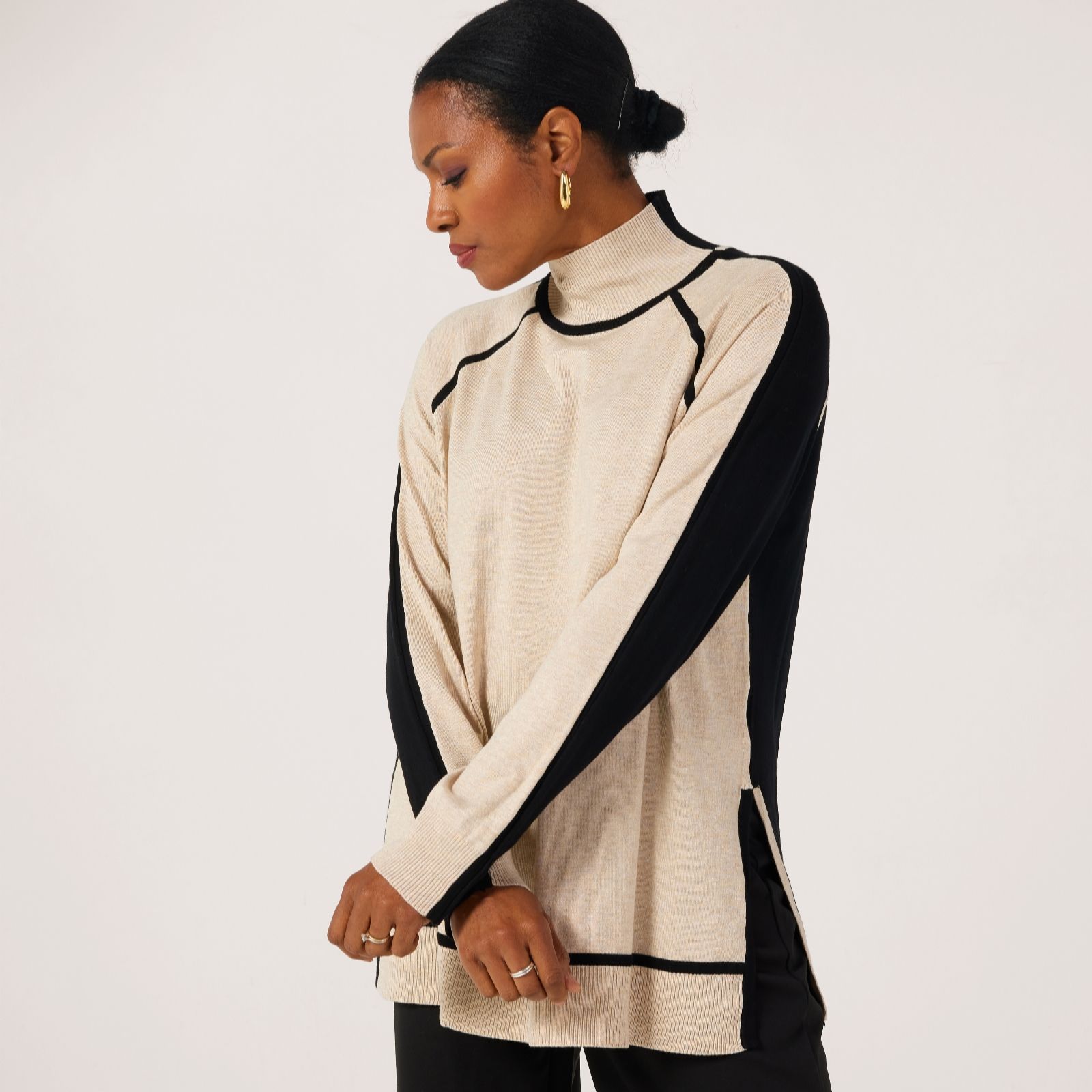 Masai Copenhagen White Black Cap Black Freyane Knit Rayon Stretch Jumper