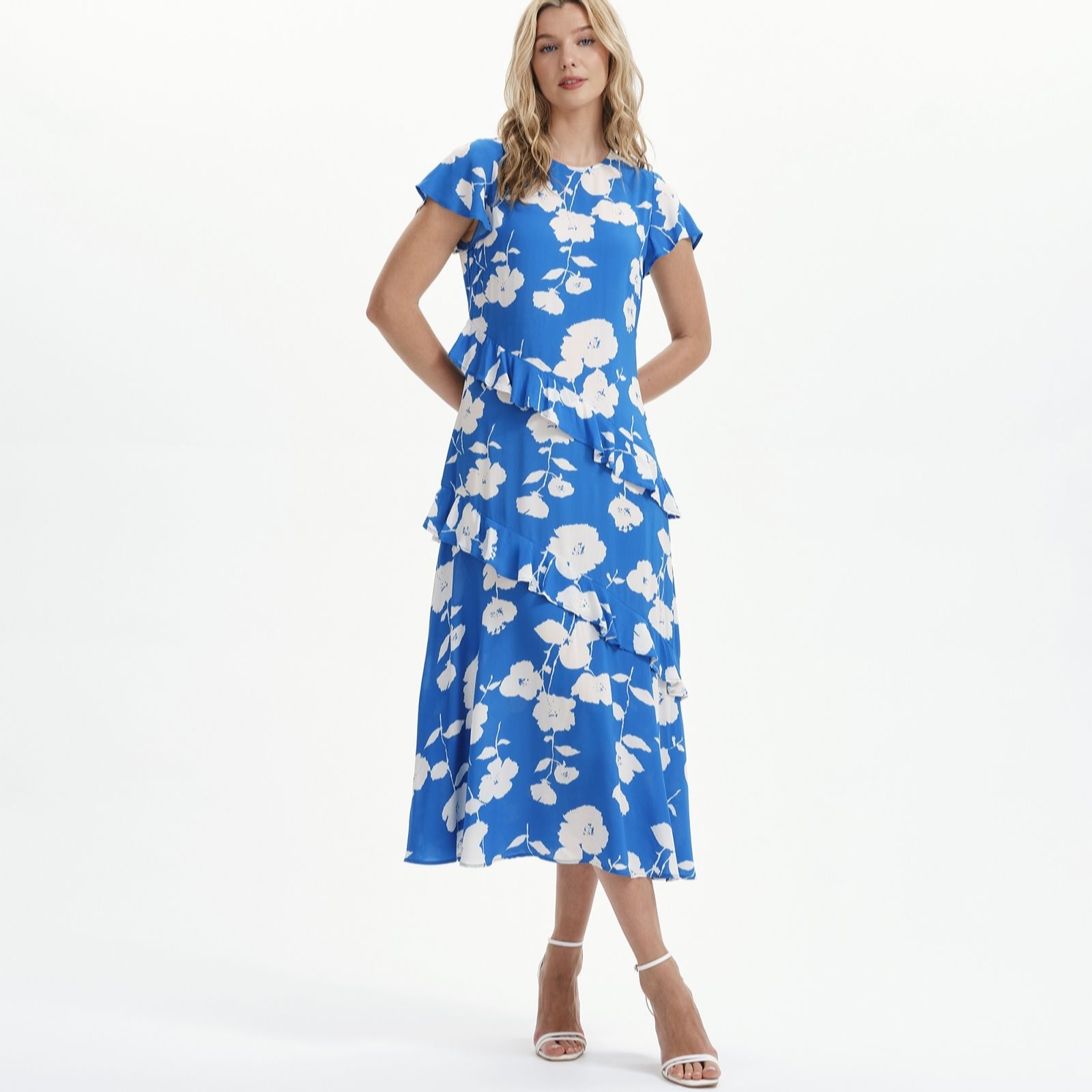 Finery London Sierra Ruffle Print Dress Petite women's