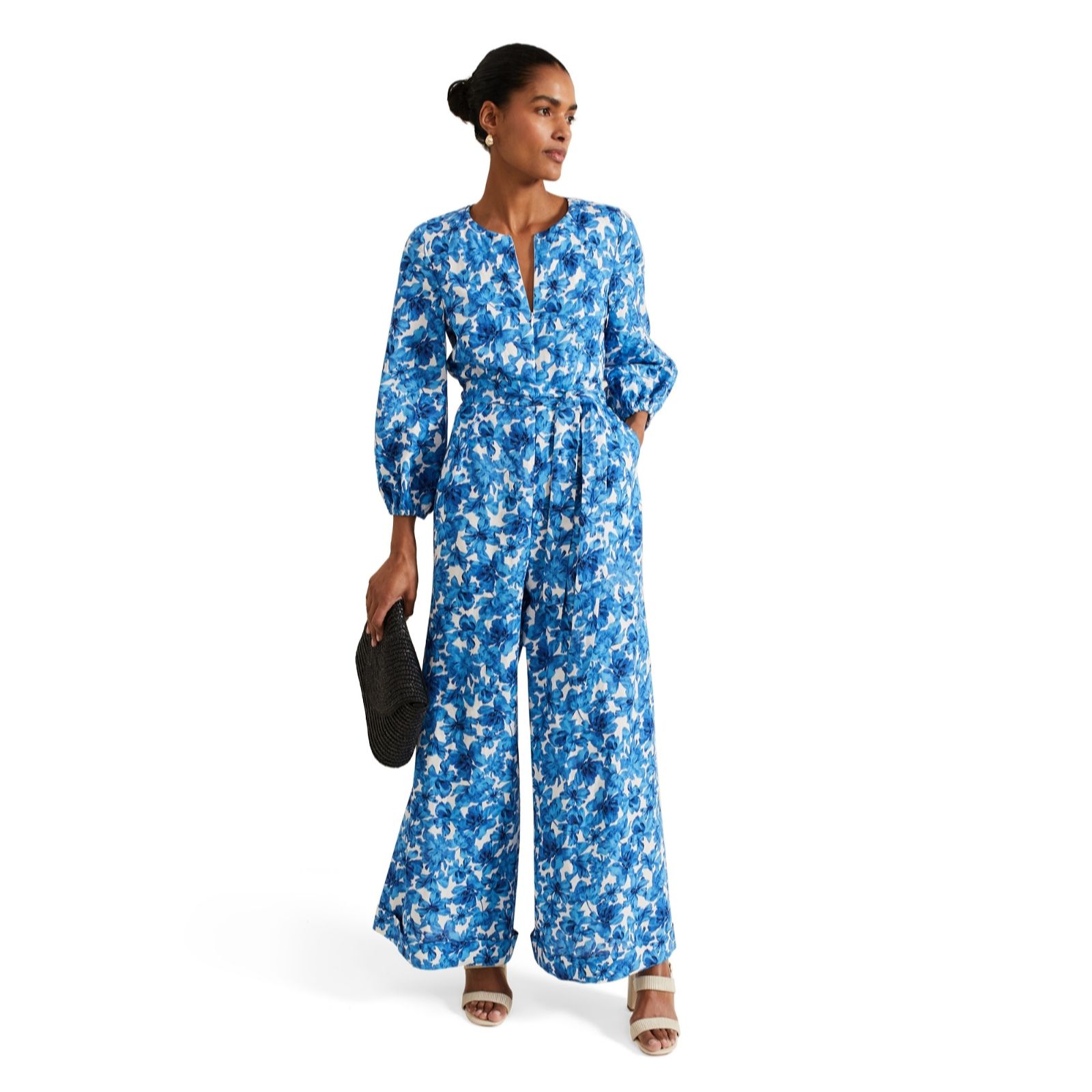 Phase Eight Rosey Floral Linen Jumpsuit