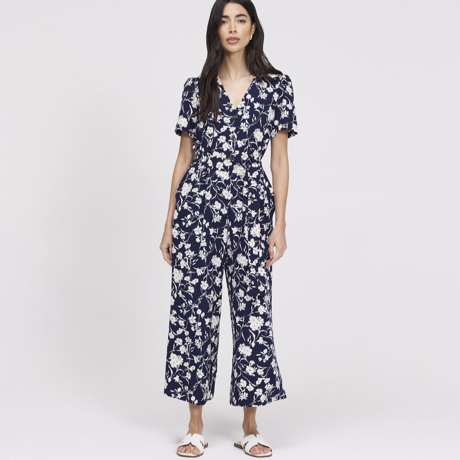 Finery London Uma Printed Cropped Trouser Jumpsuit women's