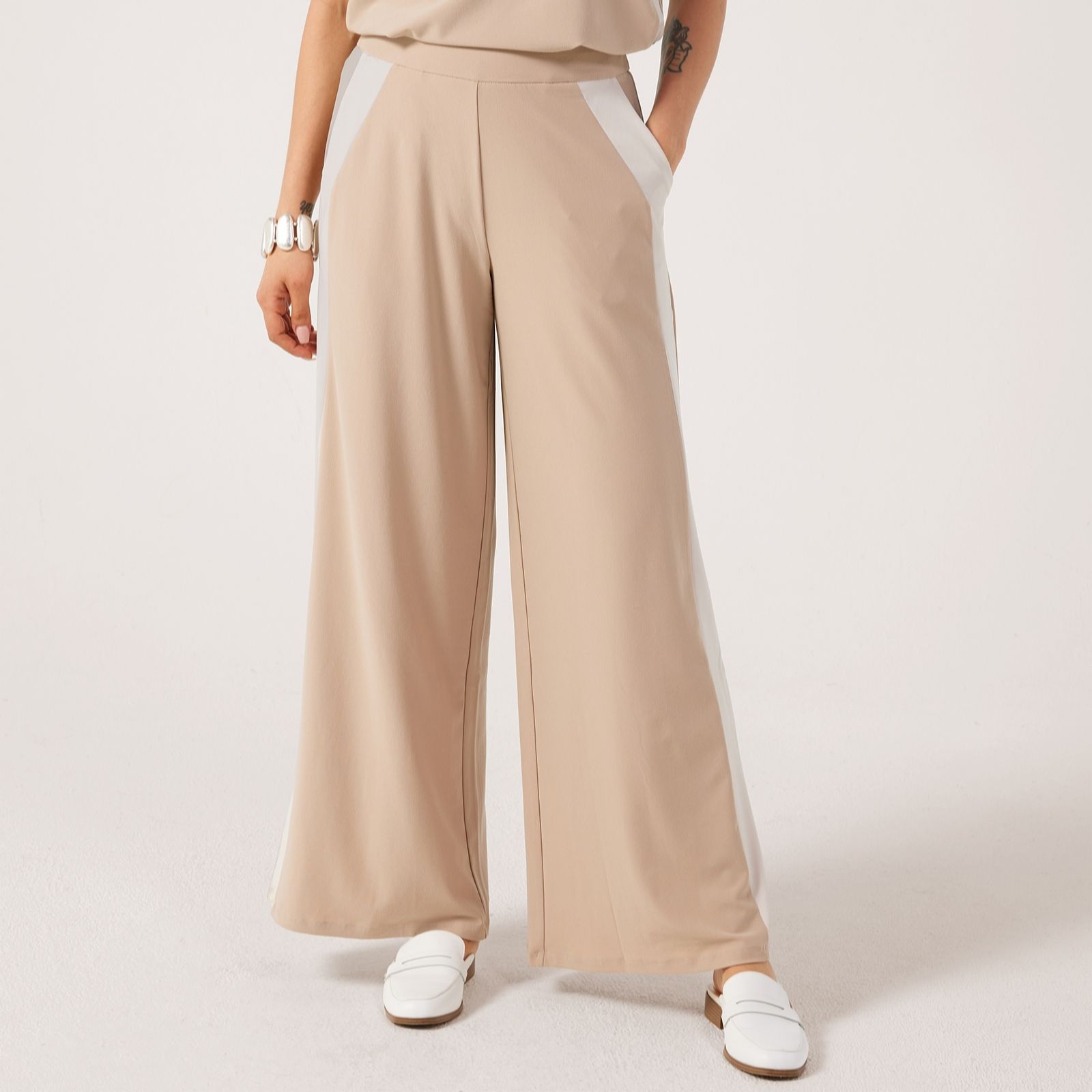 MarlaWynne Luxe Crepe Side Stripe Trousers