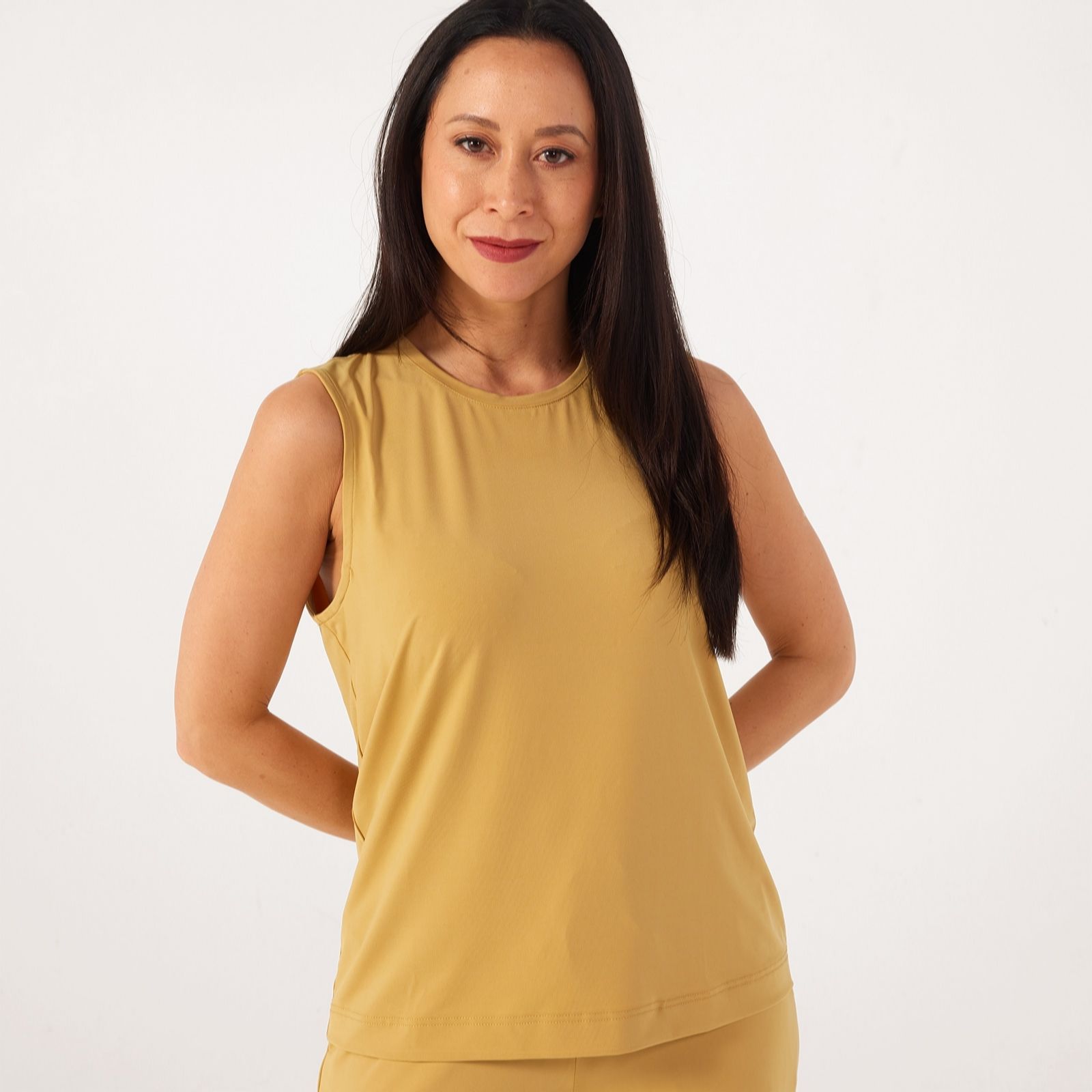 Marlawynne Dark Chambray Matte Jersey Sleeveless Top
