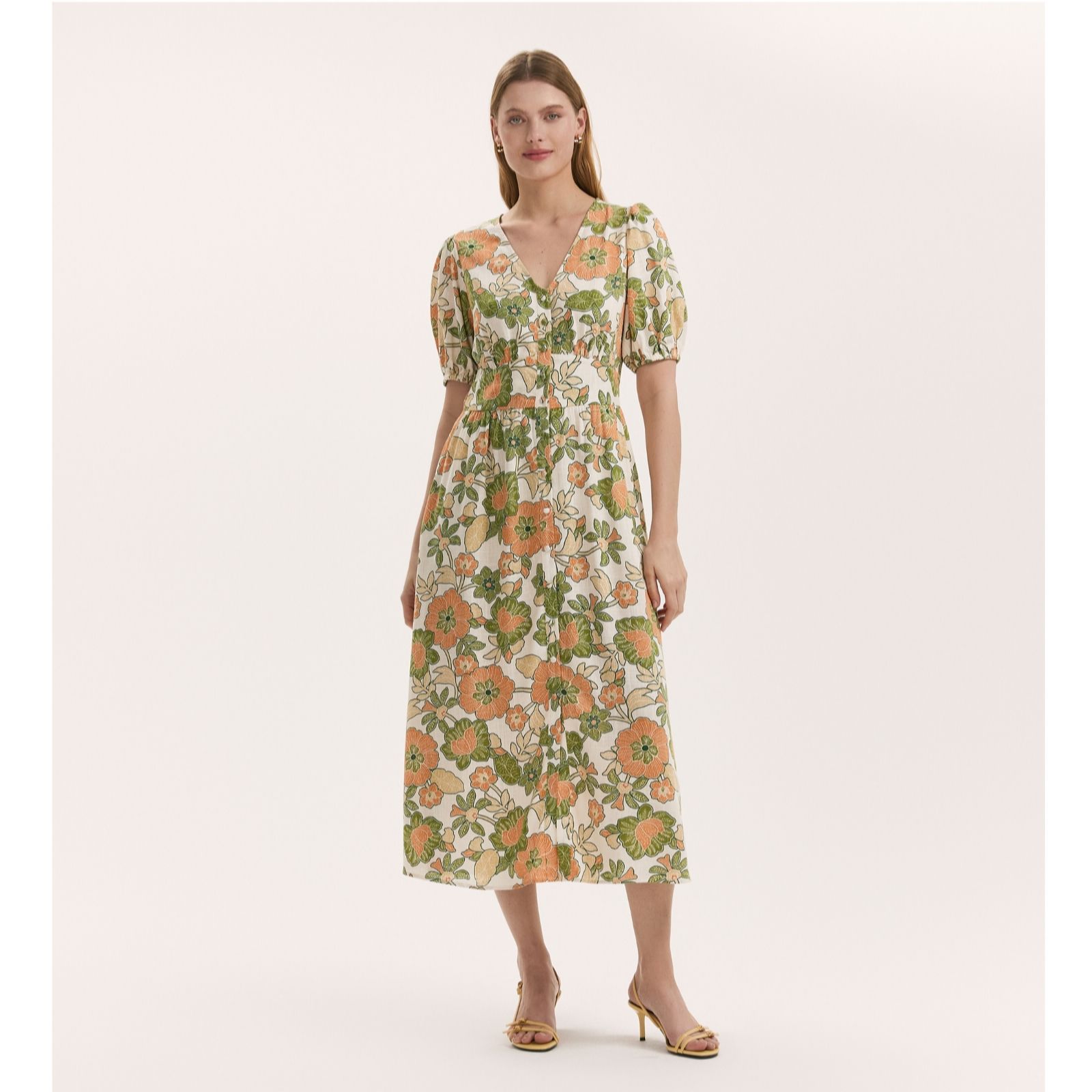Finery London Addision Printed Button Through Midi Dress women's