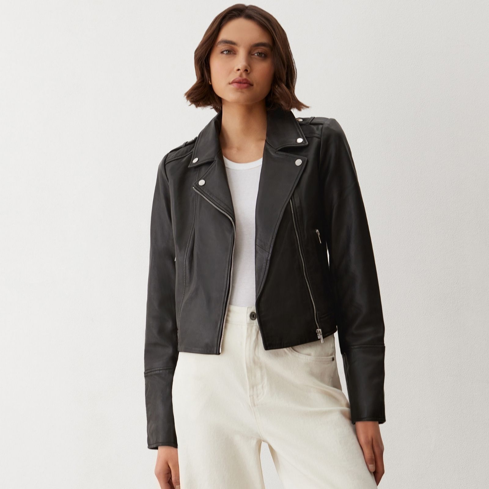 Finery Black Leather London Genuine Jacket
