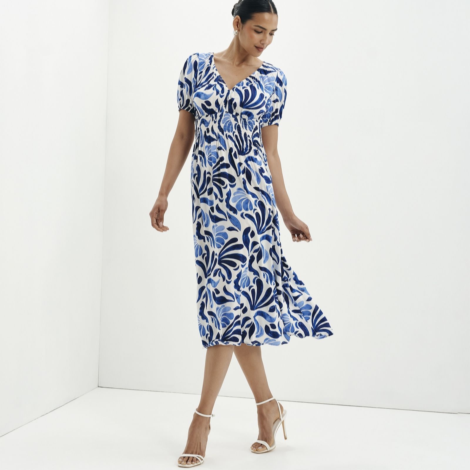 Finery London Dolly Voile Printed Dress Standard women's