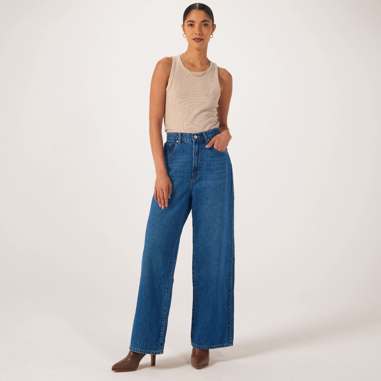 Only High Waisted Wide Leg Denim Jean