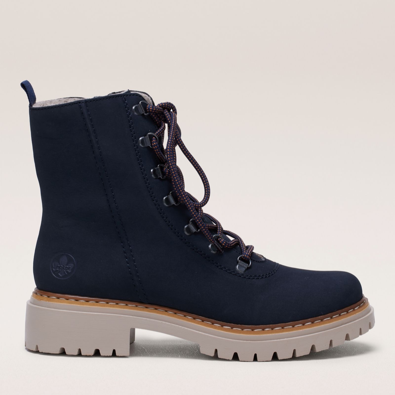 Rieker Navy Lace Up Zip Boot