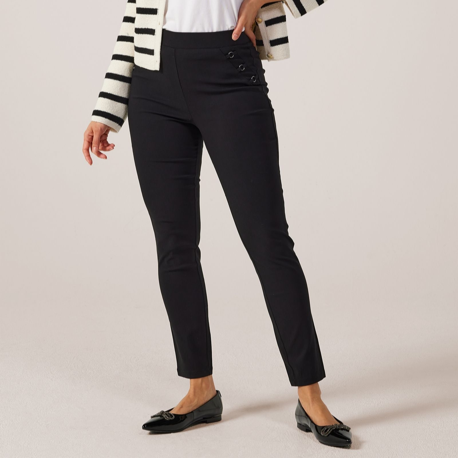 Nina Leonard Tan Pull-On Narrow Leg Standard Trousers
