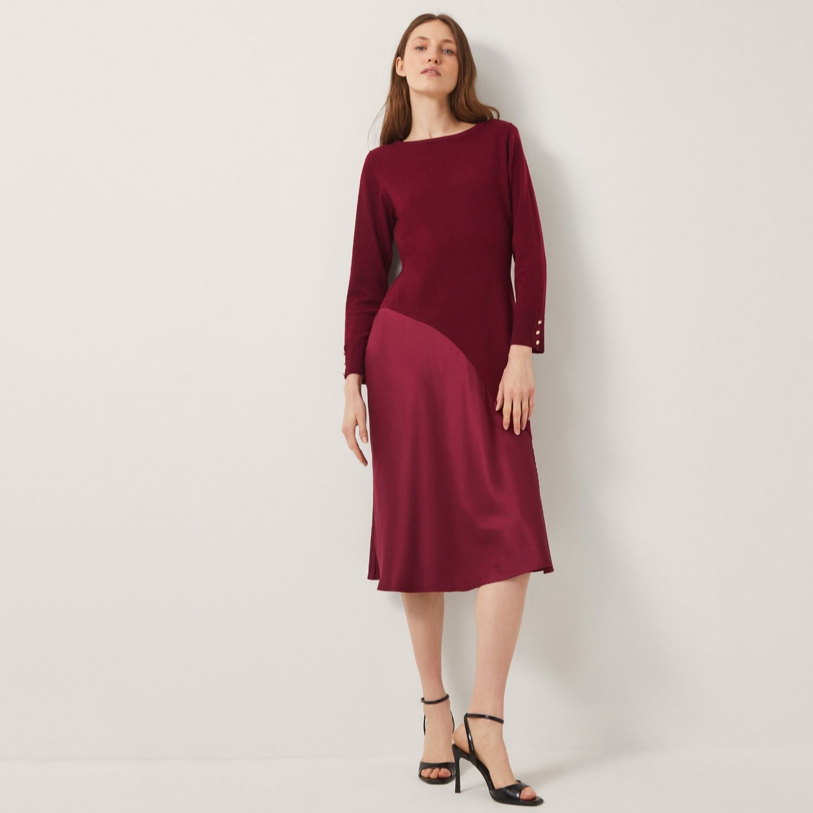 Monsoon Women's Berry Saz Satin Mix Dress