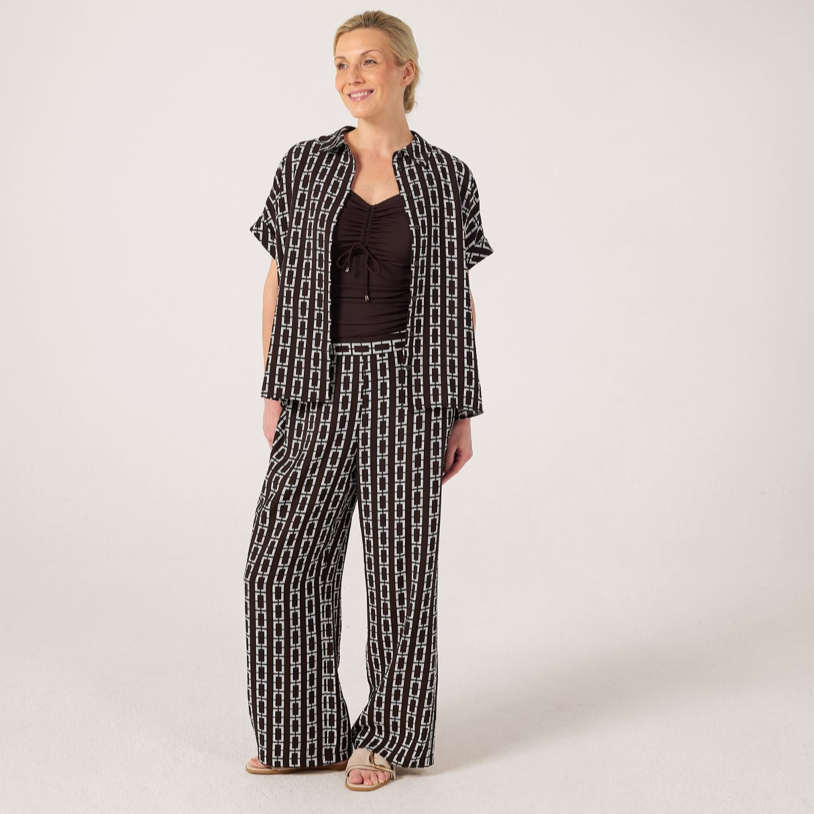 Ruth Langsford Chain Geo Print Dune Pull On Printed Trouser Standard
