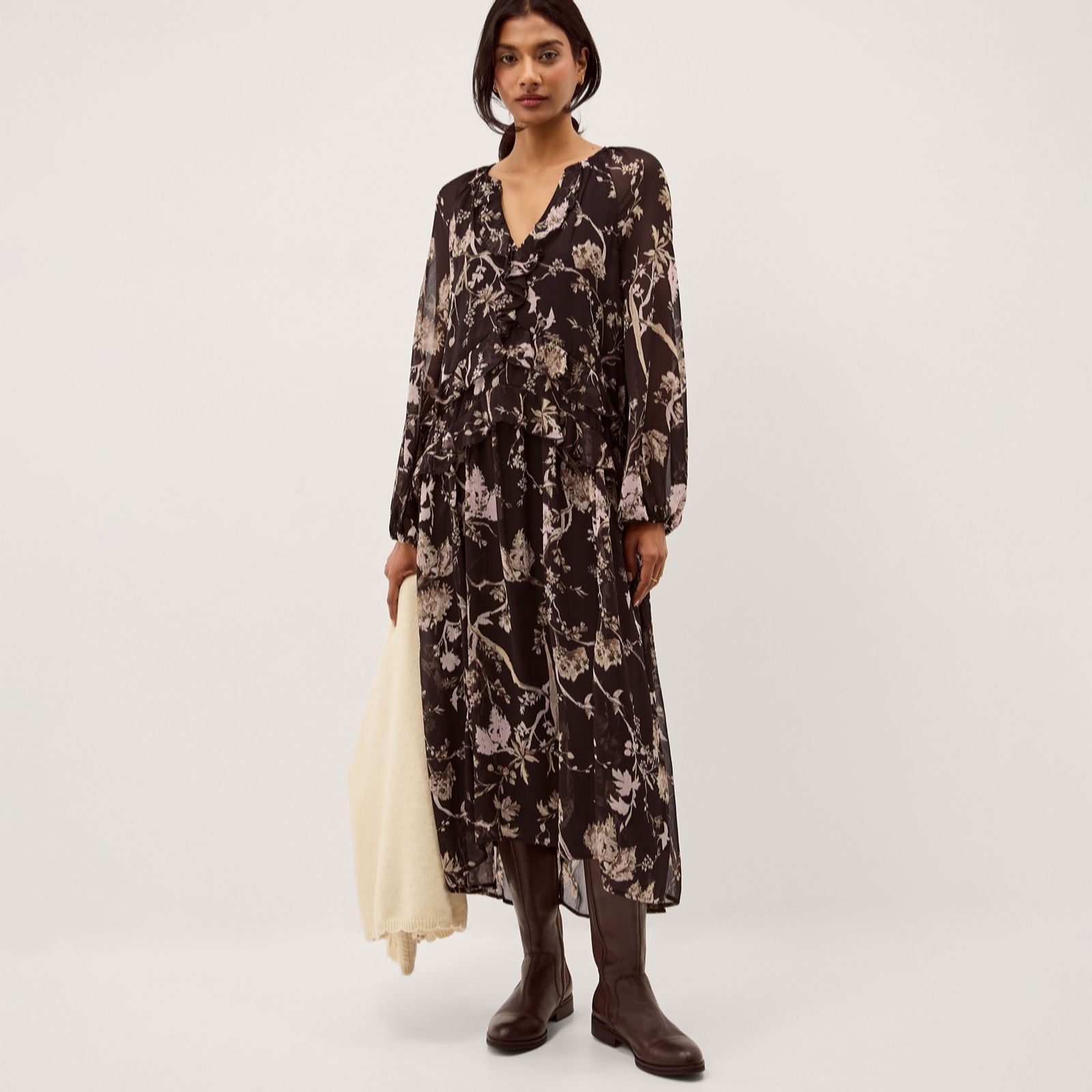 Monsoon Chocolate Jada Print Dress