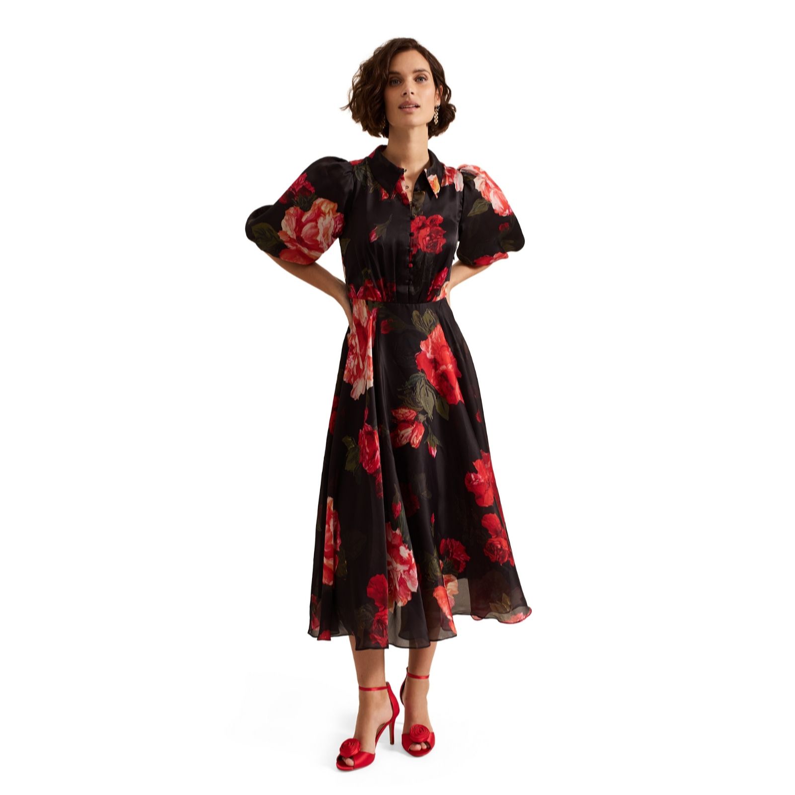 Phase Eight Cilla Floral  Organza Shirt Midi Dress