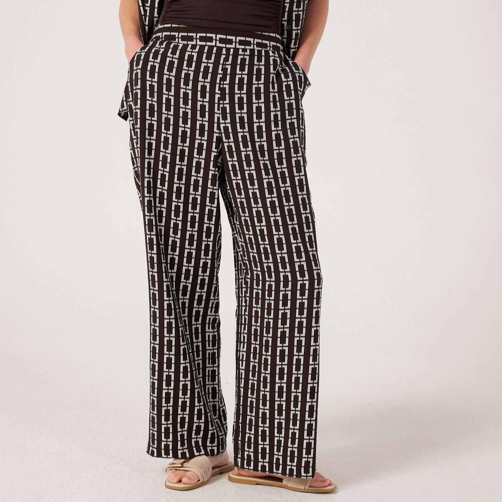 Ruth Langsford Chain Geo Print Dune Pull On Printed Trouser Tall