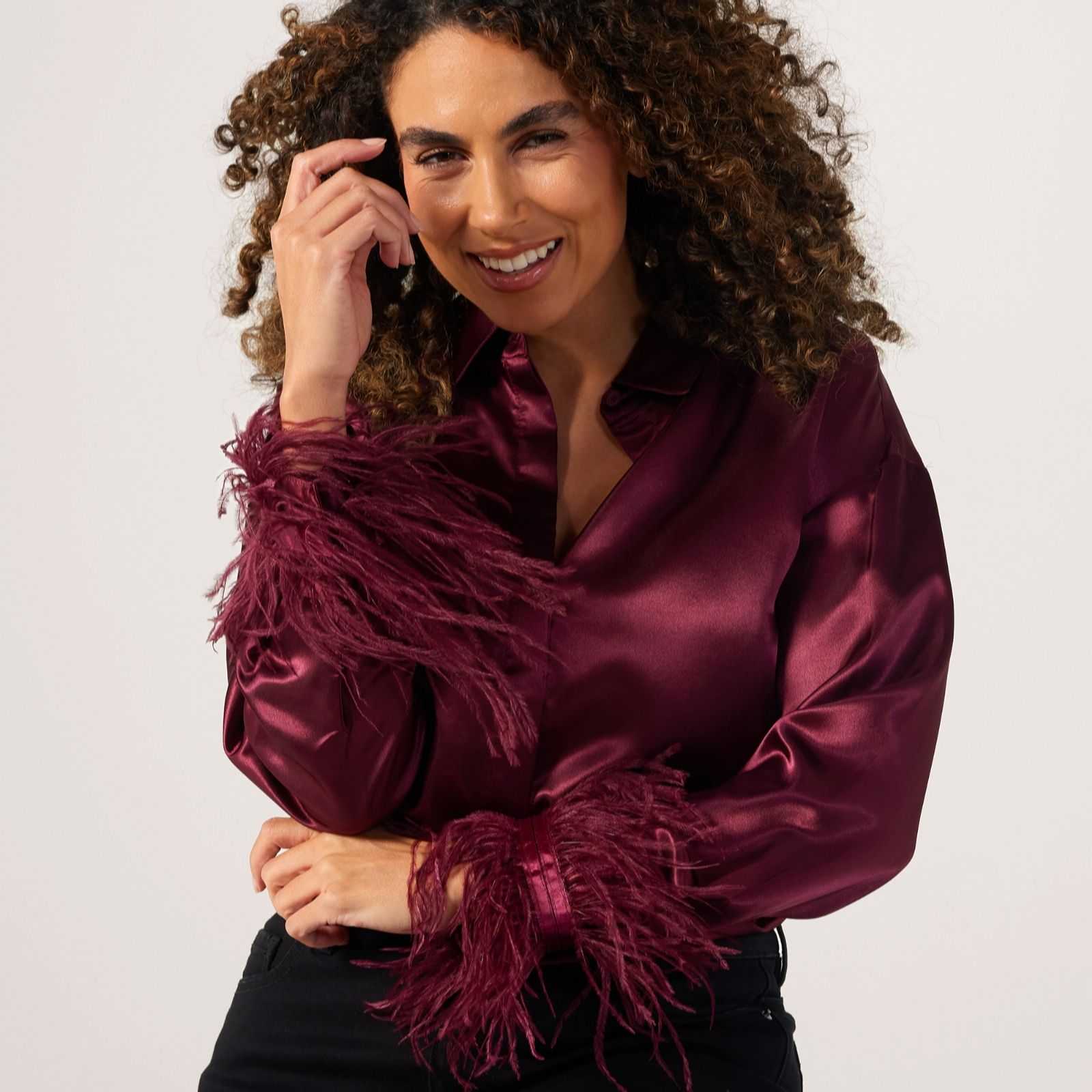 Dannii Minogue Feather Trim Shirt Standard