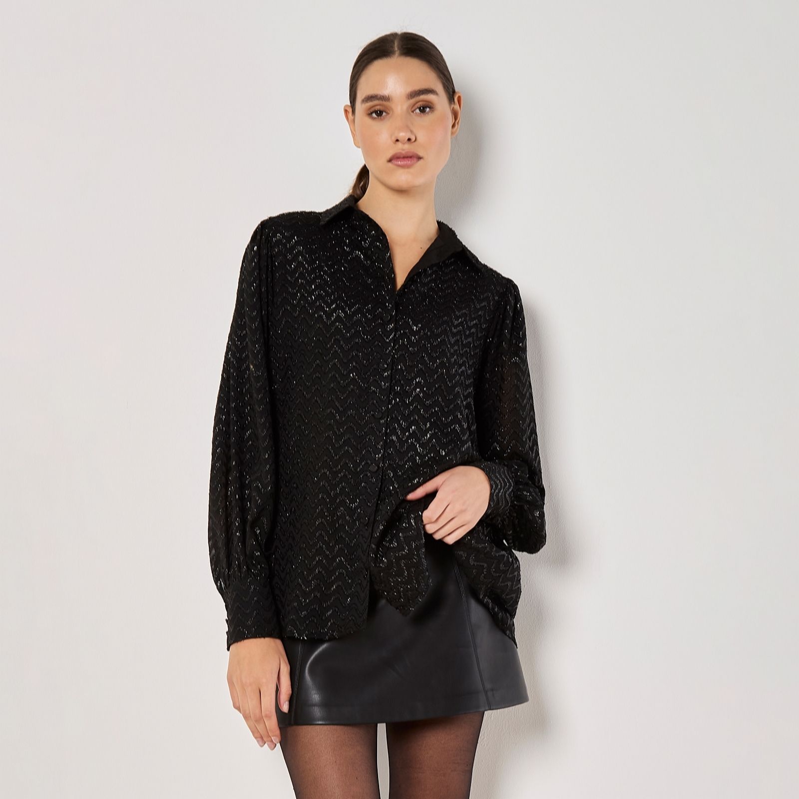 Apricot Chevron Jacquard Shirt
