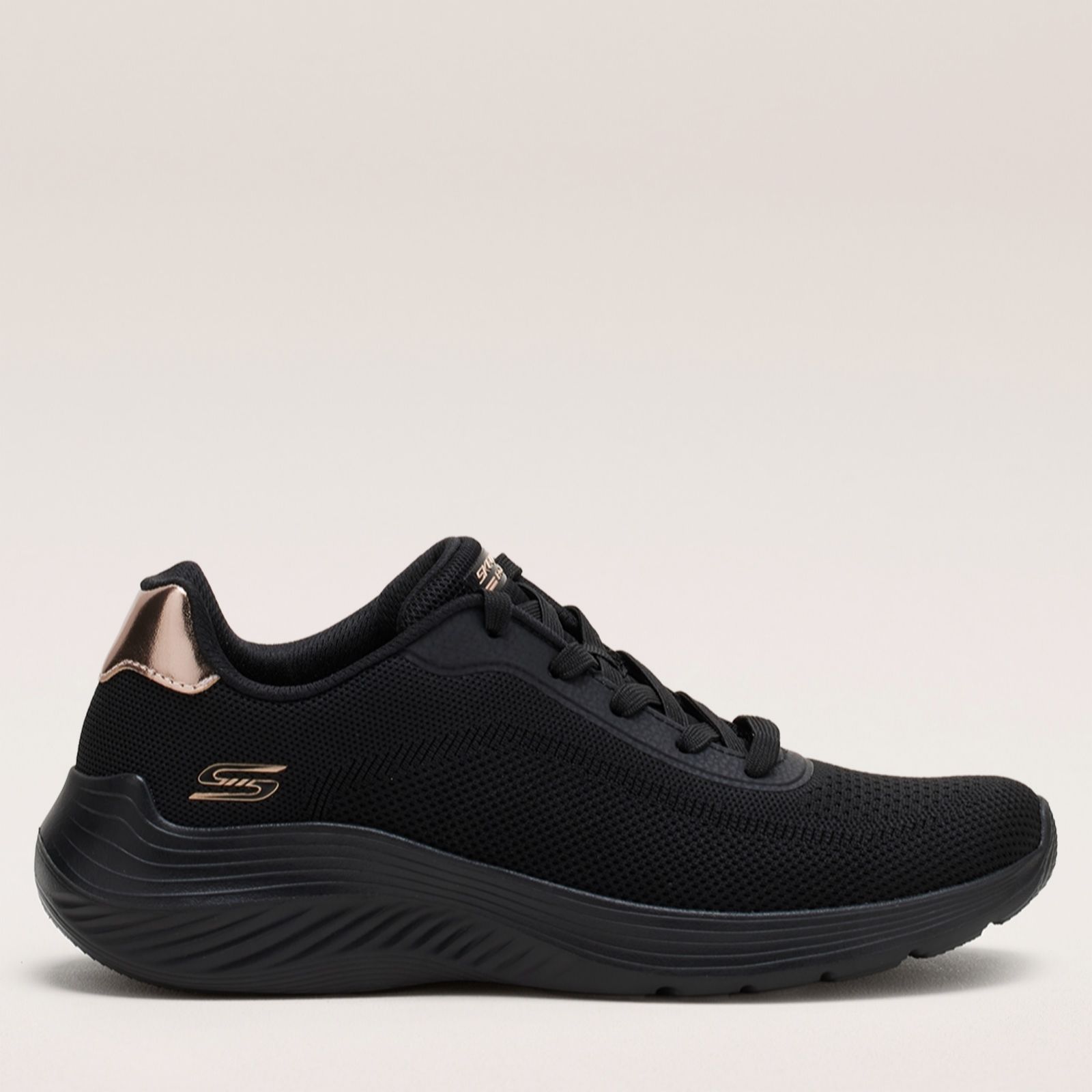 Skechers Women's Black Bobs Squad Waves Current Look Trainer