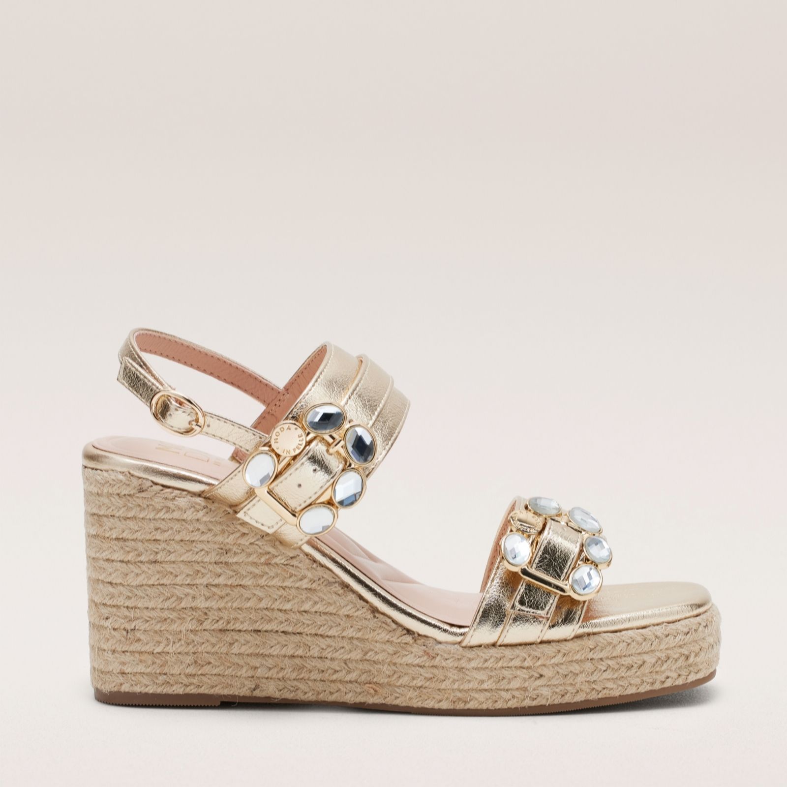 Moda In Pelle Champagne Moya Leather Wedge Sandals