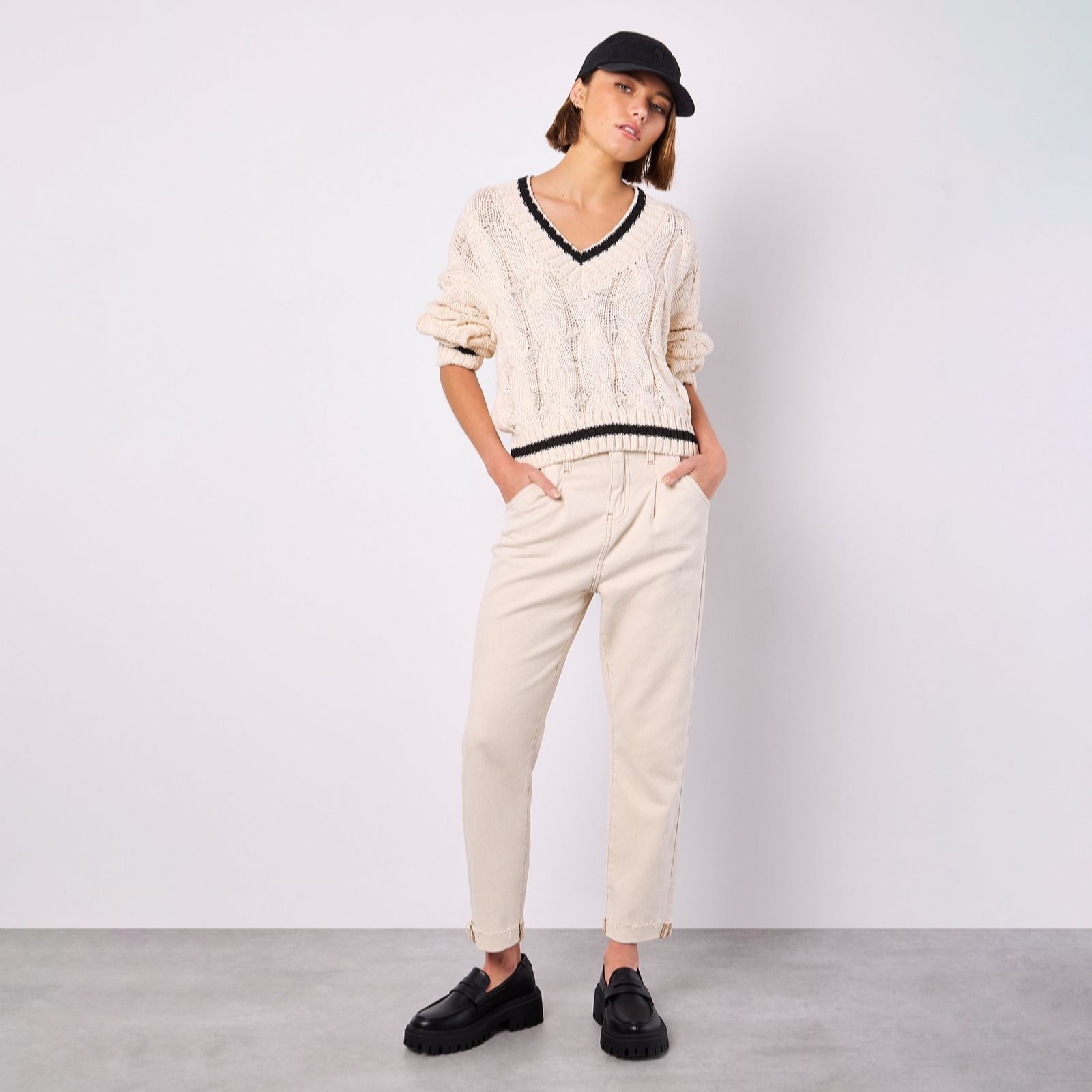 Apricot Cricket Cable Cropped Jumper women's