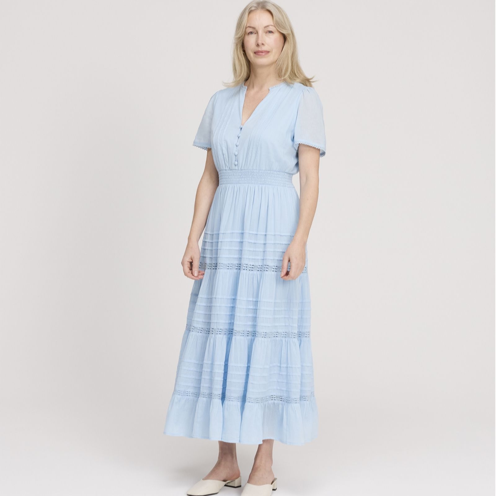Finery London Juniper 100% Cotton Voile Tiered Dress Petite women's